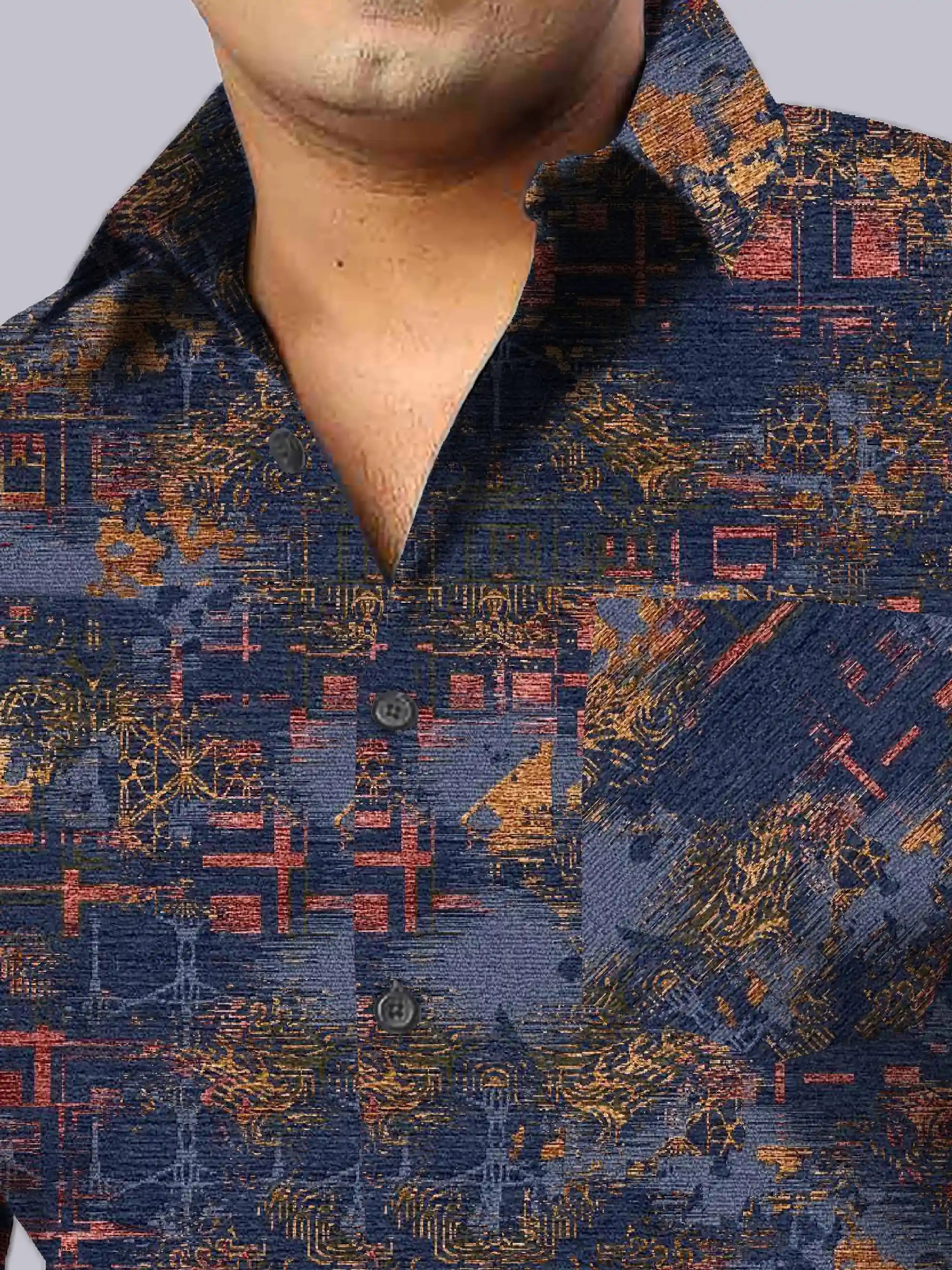 Helcope Digital Printed Men's Plus Size Full Sleeve Shirt