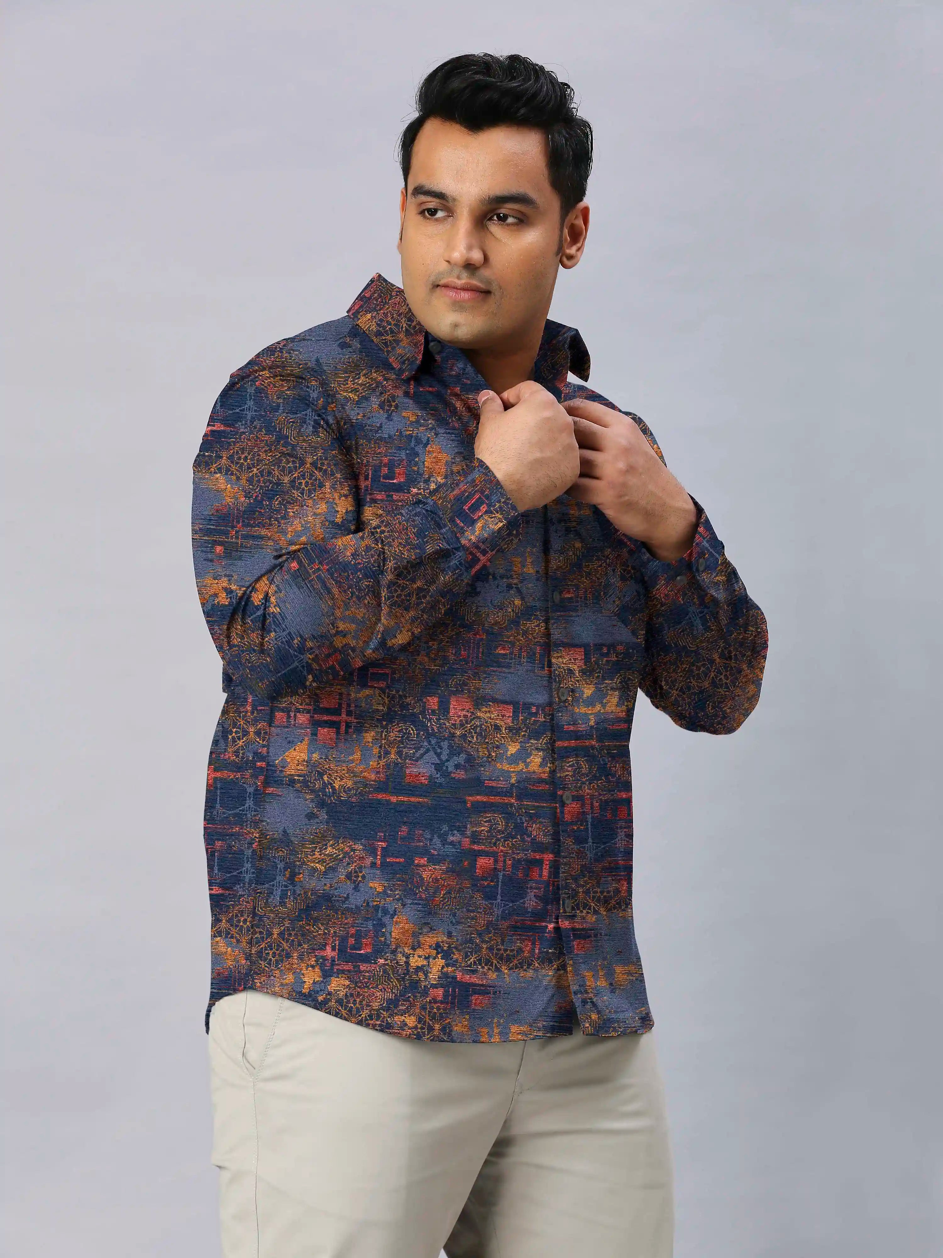 Helcope Digital Printed Men's Plus Size Full Sleeve Shirt