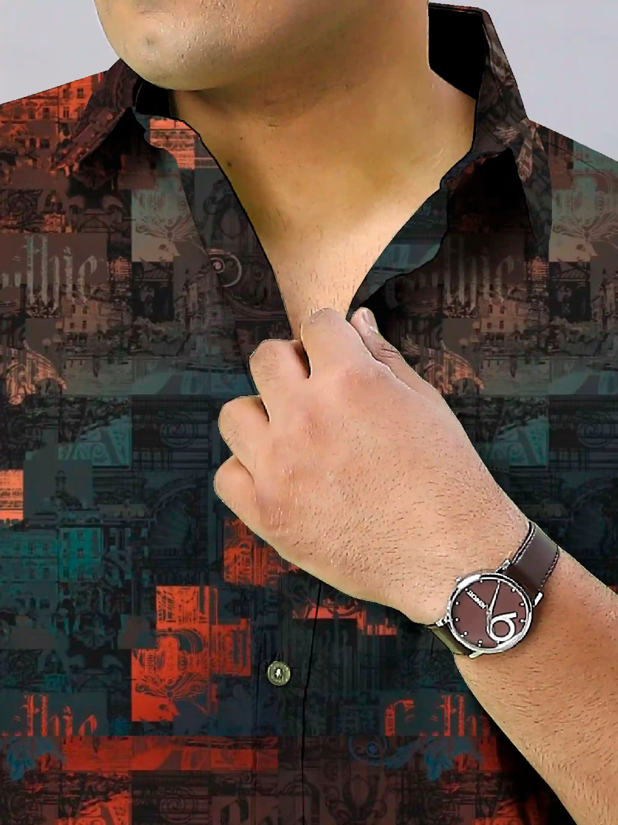 Architec Digital Printed Men's Plus Size Full Sleeve Shirt