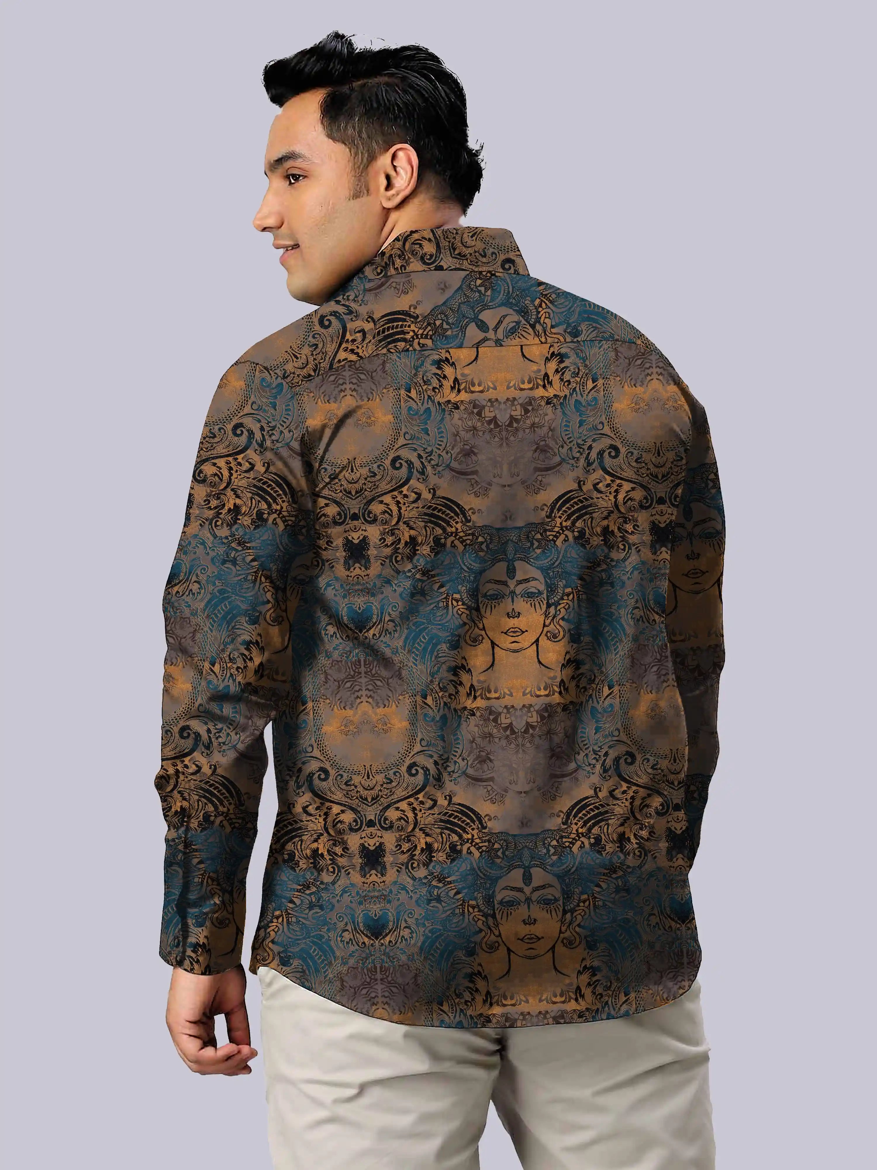 Arts Deco Digital Printed Men's Plus Size Full Sleeve Shirt