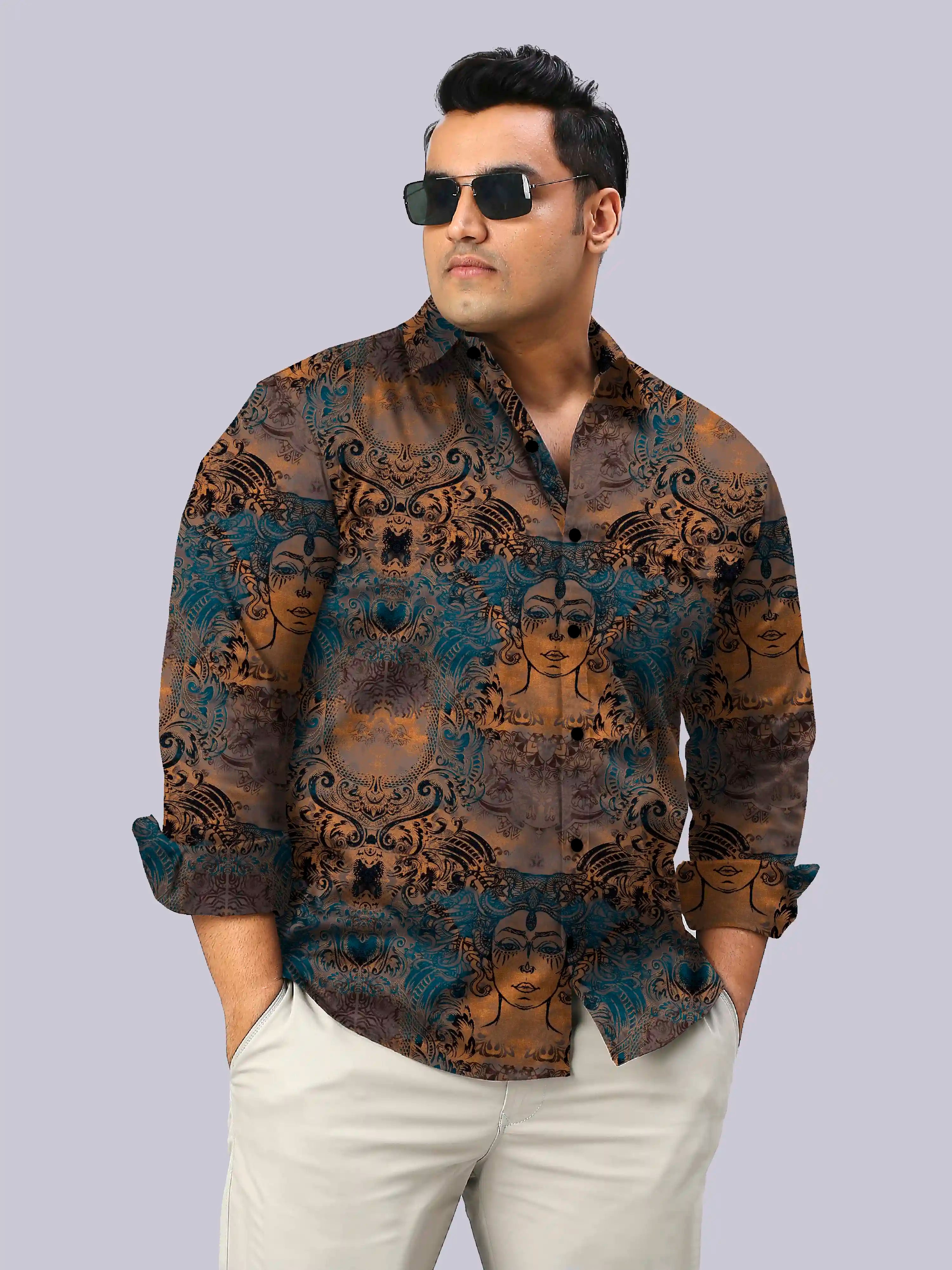 Arts Deco Digital Printed Men's Plus Size Full Sleeve Shirt