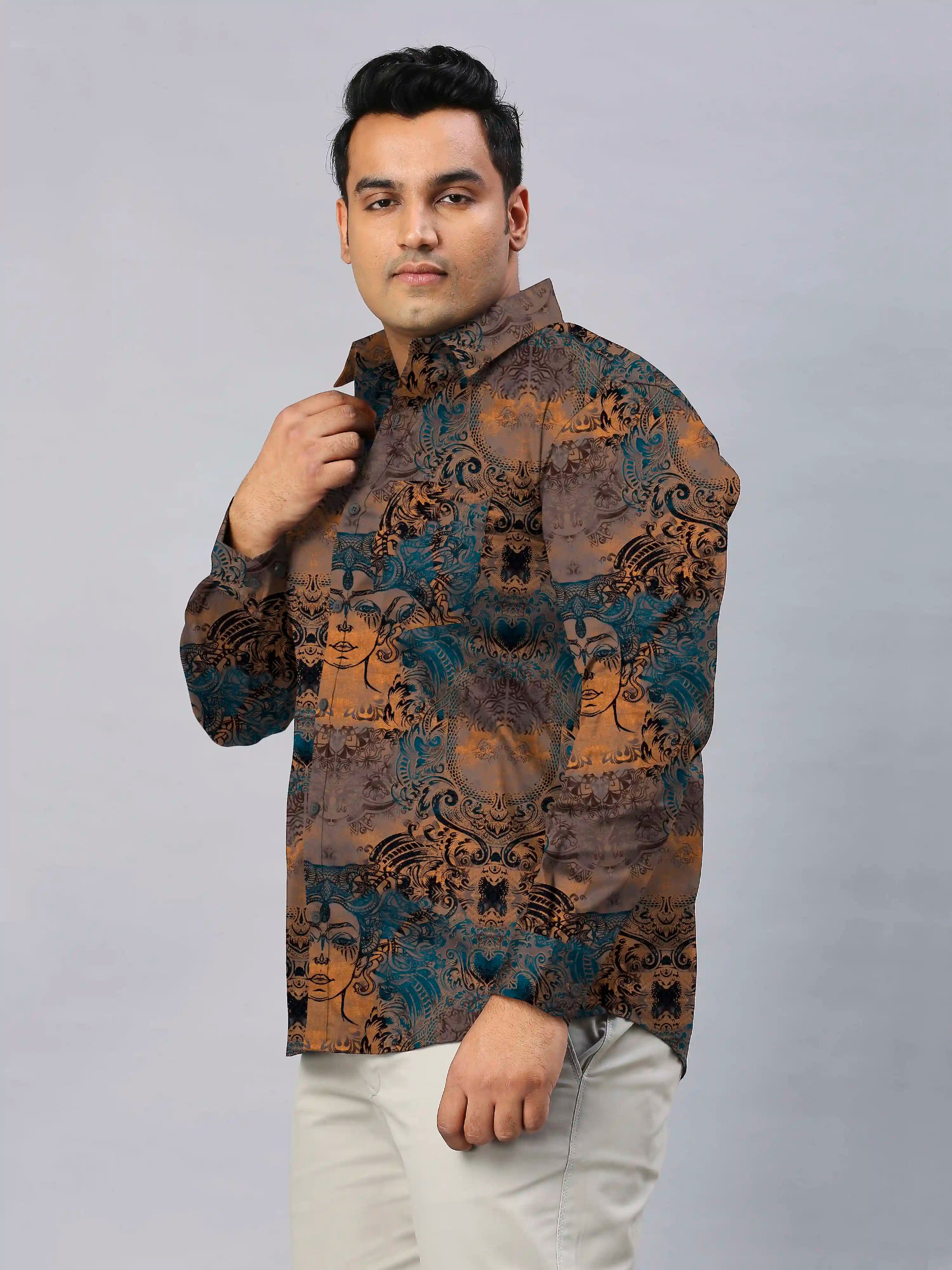 Arts Deco Digital Printed Men's Plus Size Full Sleeve Shirt