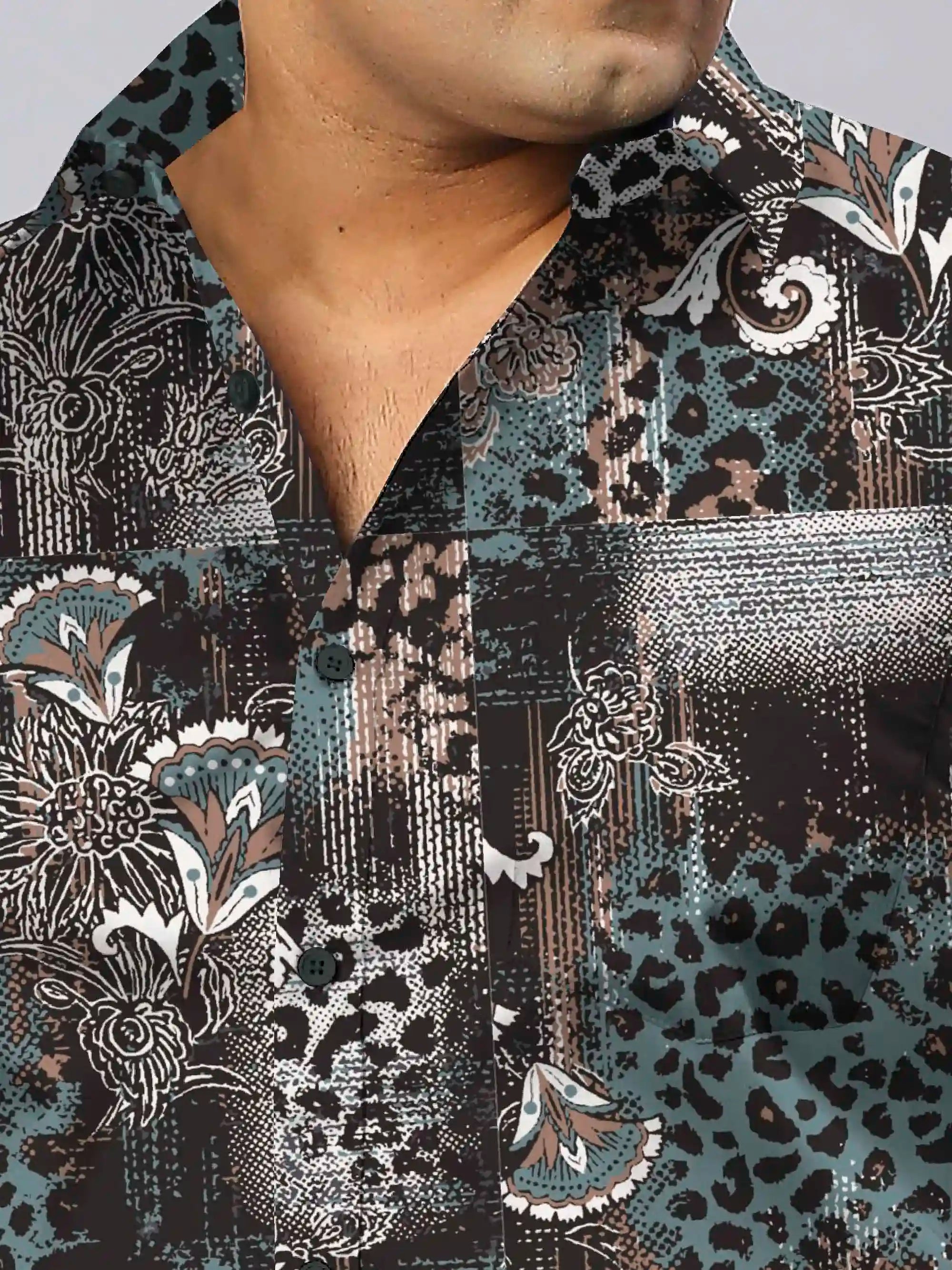 Leopard Spots Digital Printed Men's Plus Size Full Sleeve Shirt