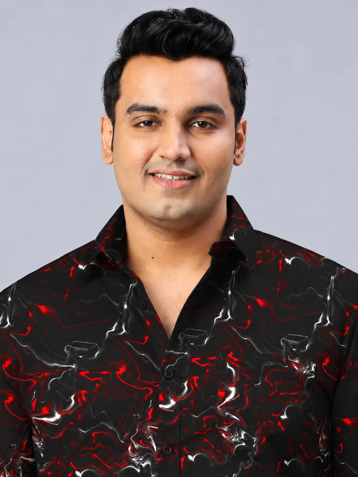 Crimson Flux Digital Printed Men's Plus Size Full Sleeve Shirt