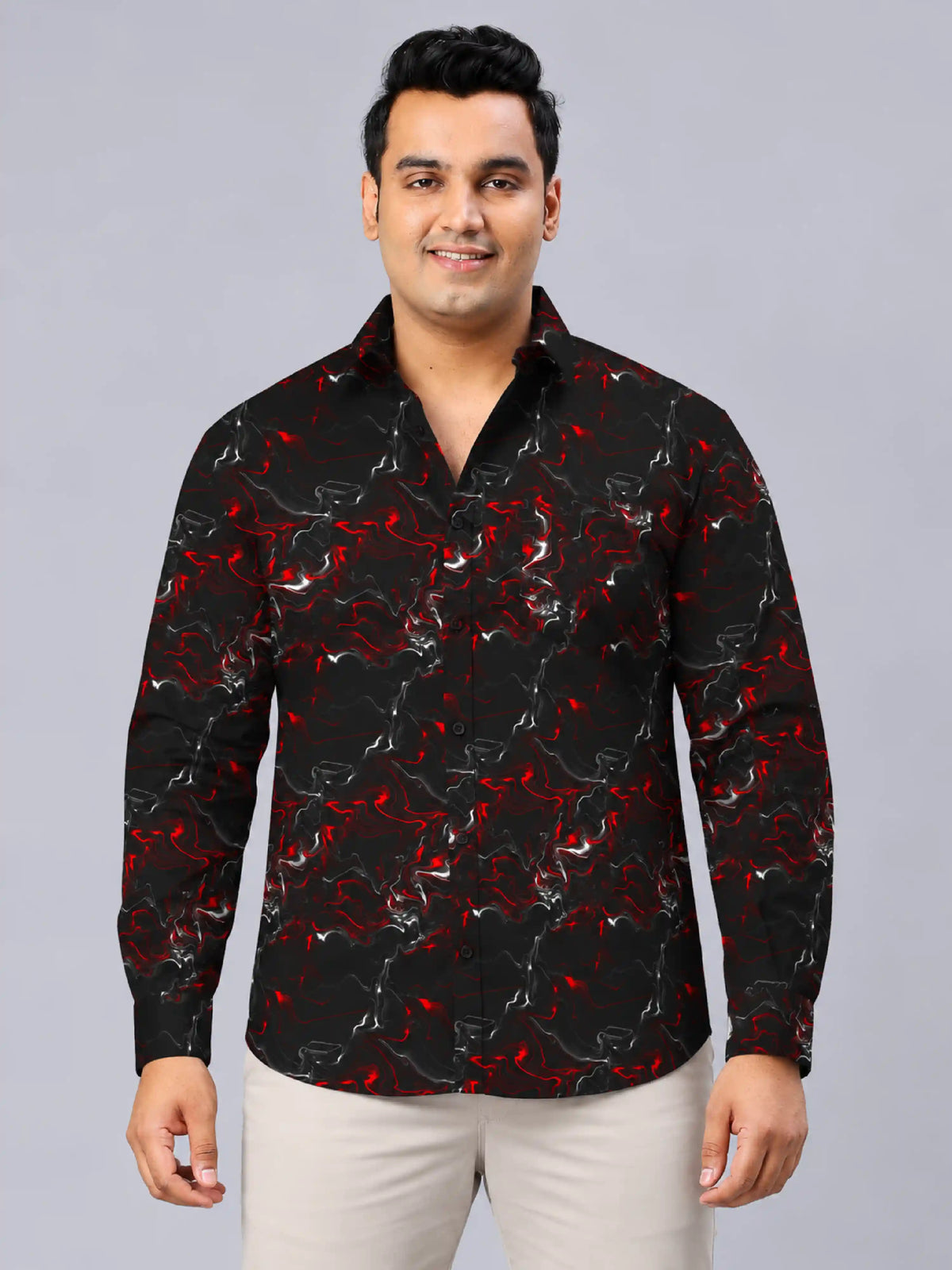 Crimson Flux Digital Printed Men's Plus Size Full Sleeve Shirt