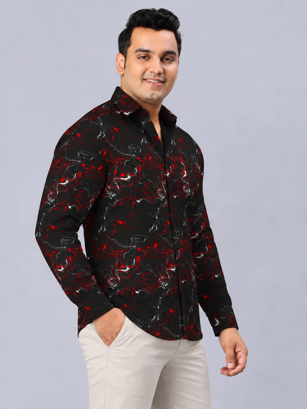 Crimson Flux Digital Printed Men's Plus Size Full Sleeve Shirt