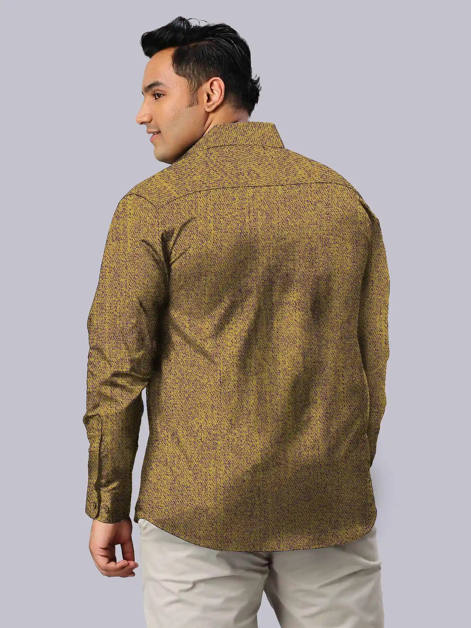 Men's Plus Size Golden Texture Cotton Full Sleeve Shirt