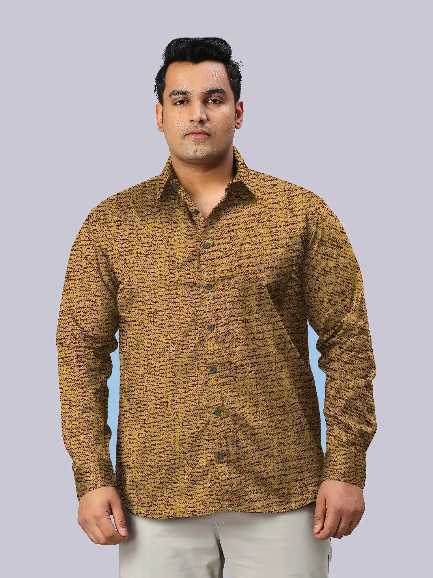 Men's Plus Size Golden Texture Cotton Full Sleeve Shirt
