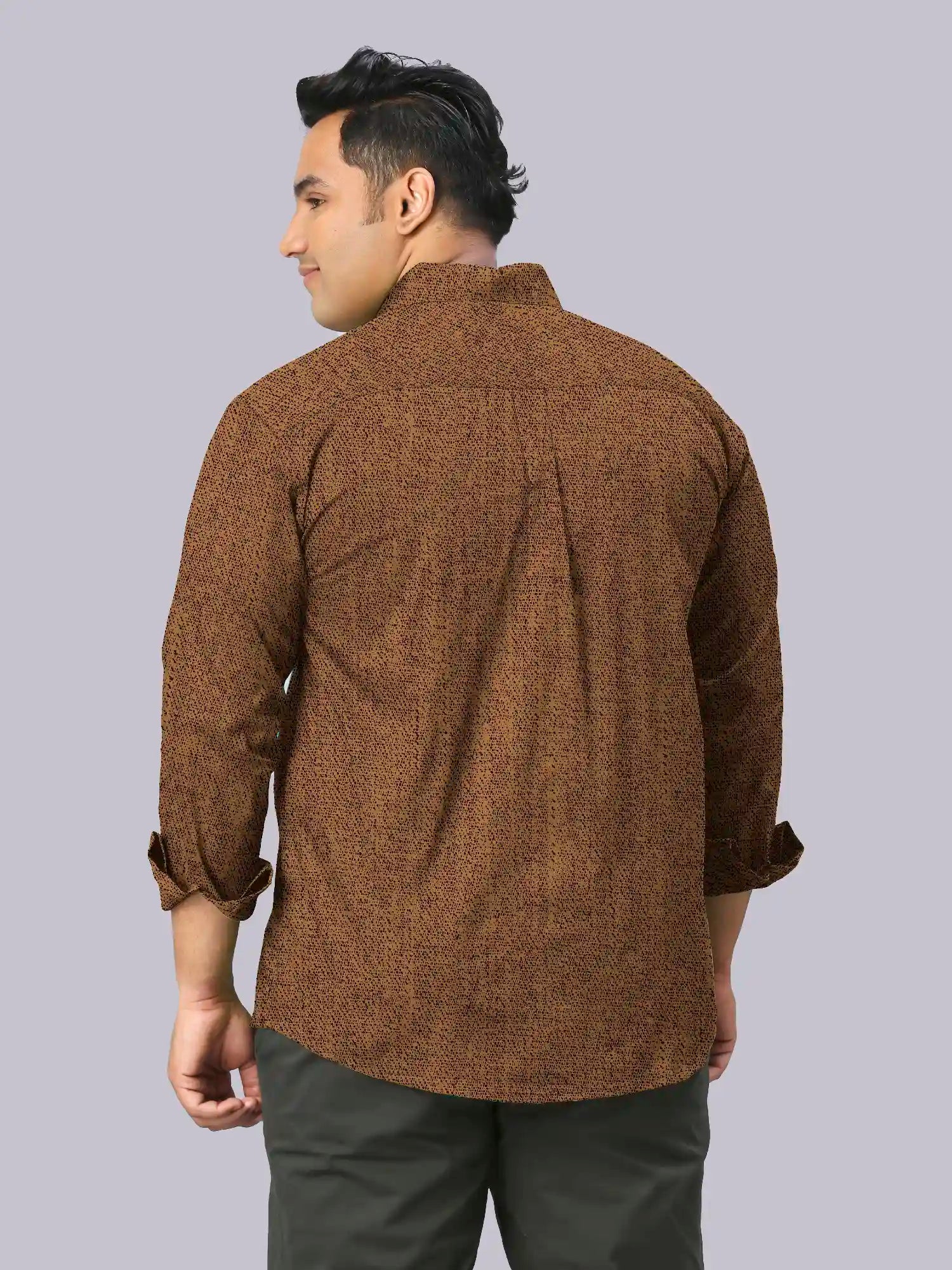 Men's Plus Size Mustard Texture Cotton Full Sleeve Shirt