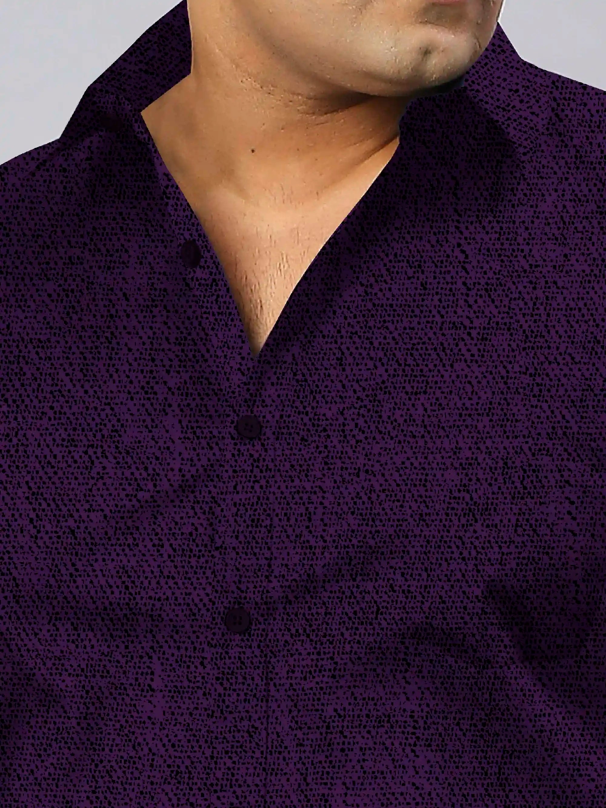 Men's Plus Size Rich Purple Texture Cotton Full Sleeve Shirt