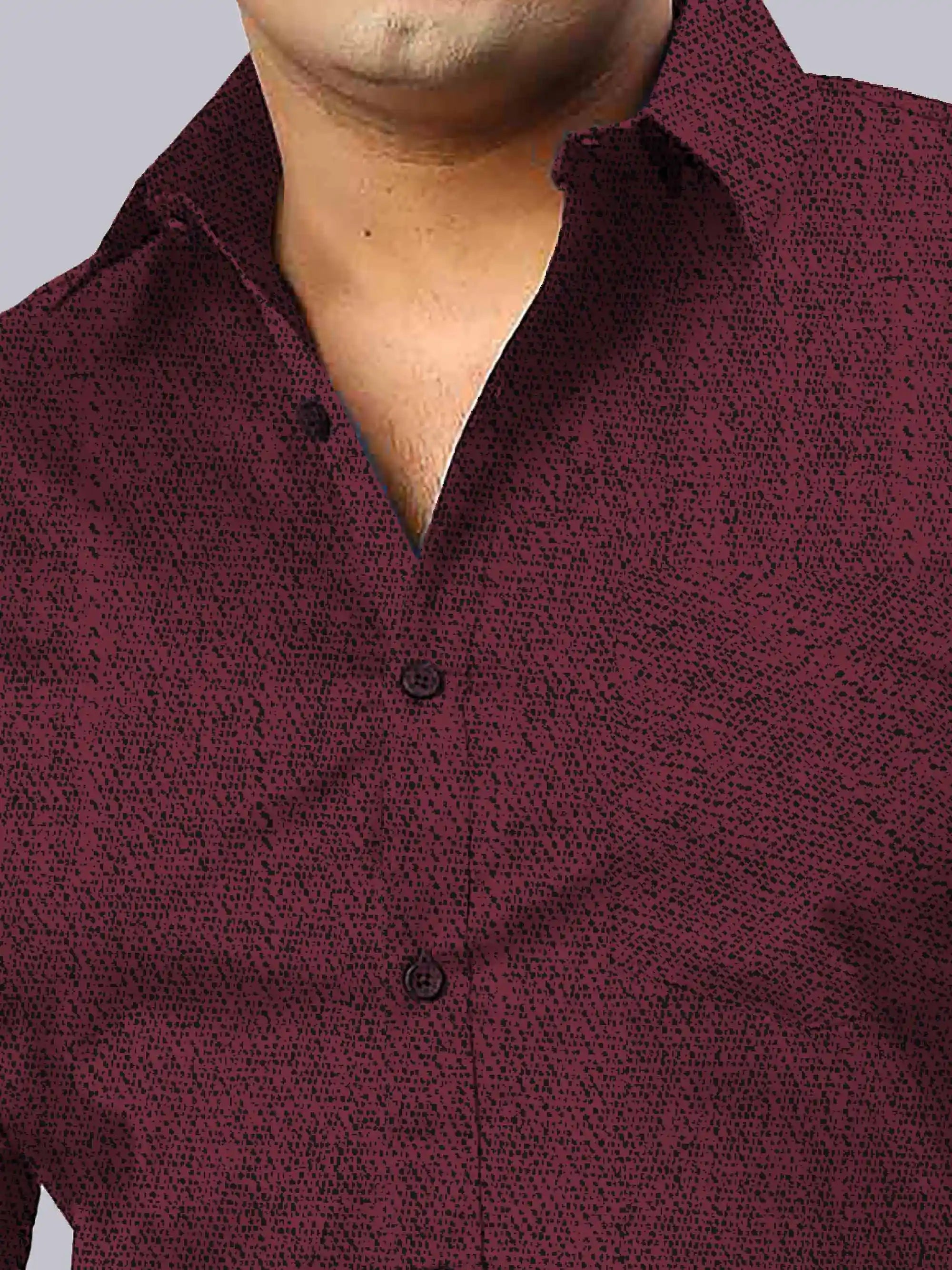 Men's Plus Size Rust Red Texture Cotton Full Sleeve Shirt