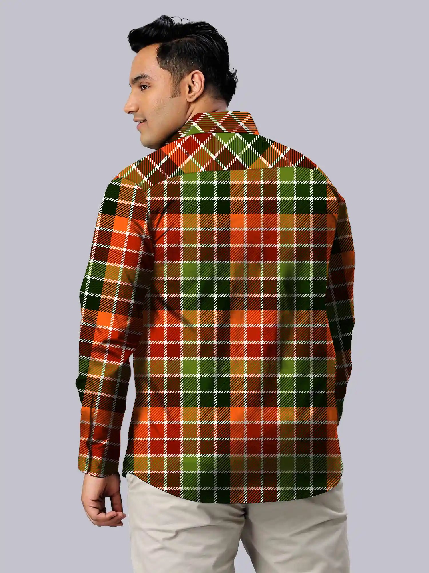 Multicolor Square Checks Men's Plus Size Full Shirt