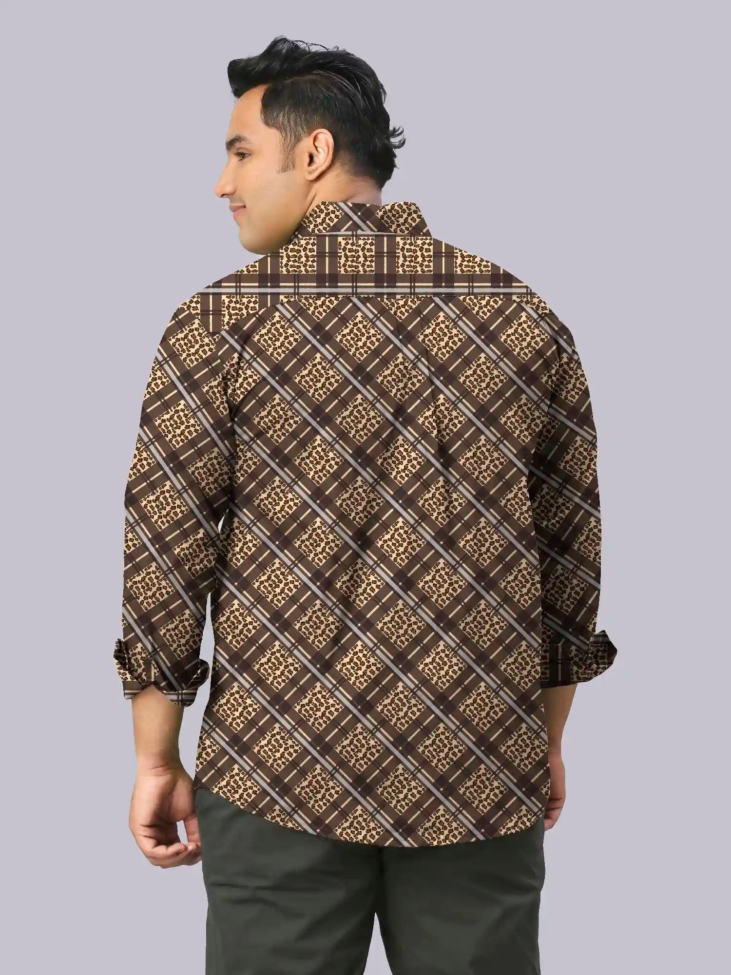 Tiger Skin Checks Men's Plus Size Full Sleeve Shirt