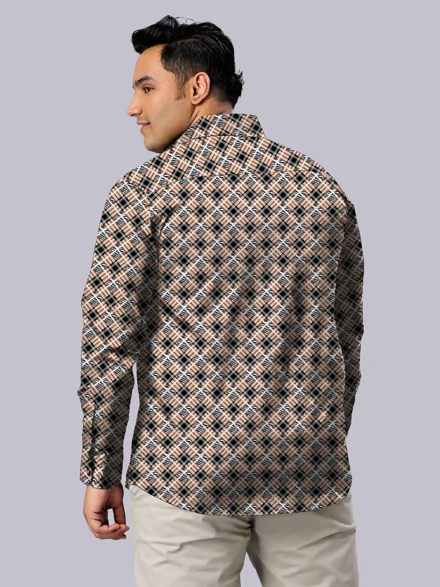 Zebra Skin Checks Men's Plus Size Full Sleeve Shirt