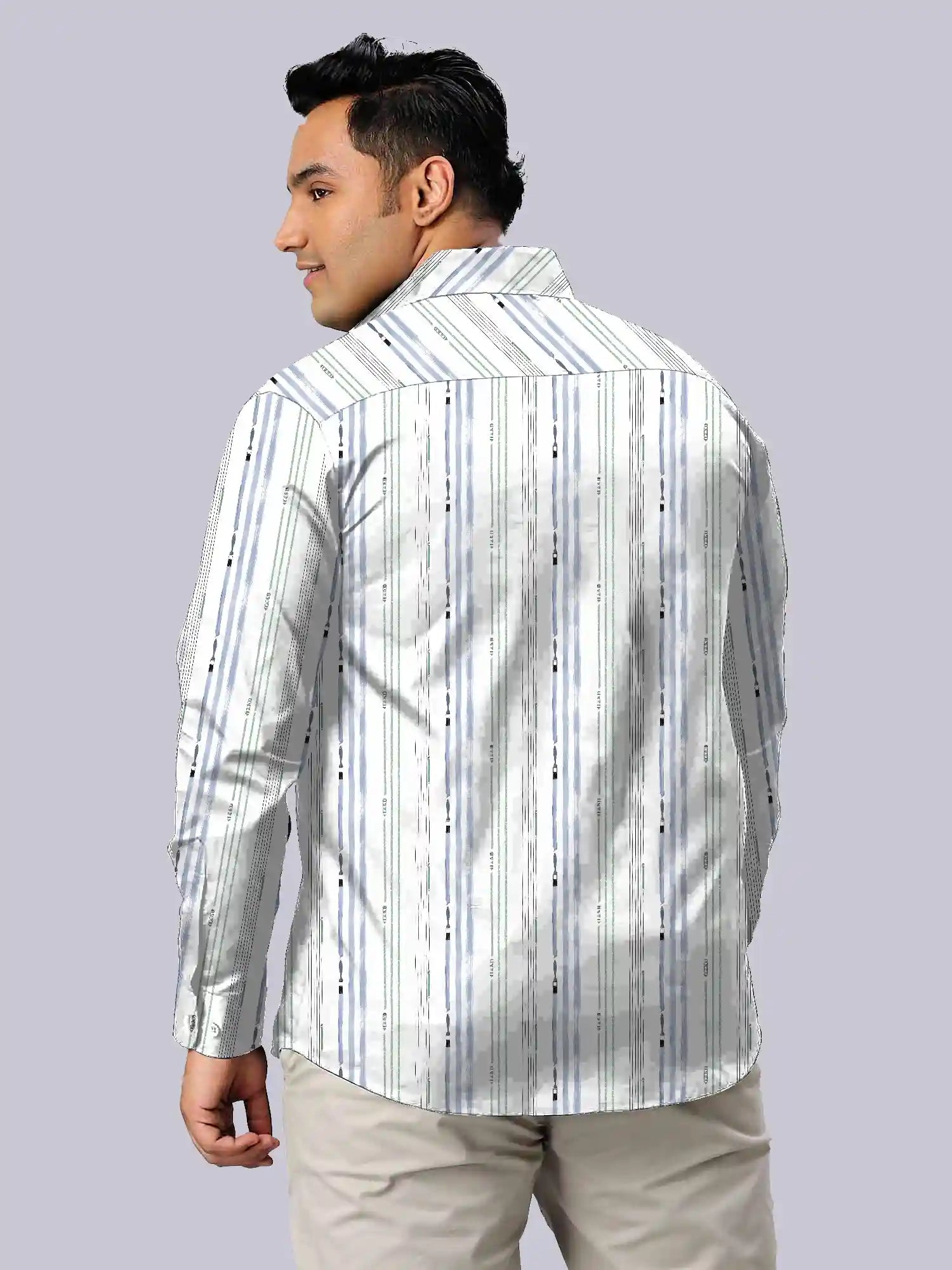 Crystal Stripes Men's Plus Size Full Sleeve Shirt