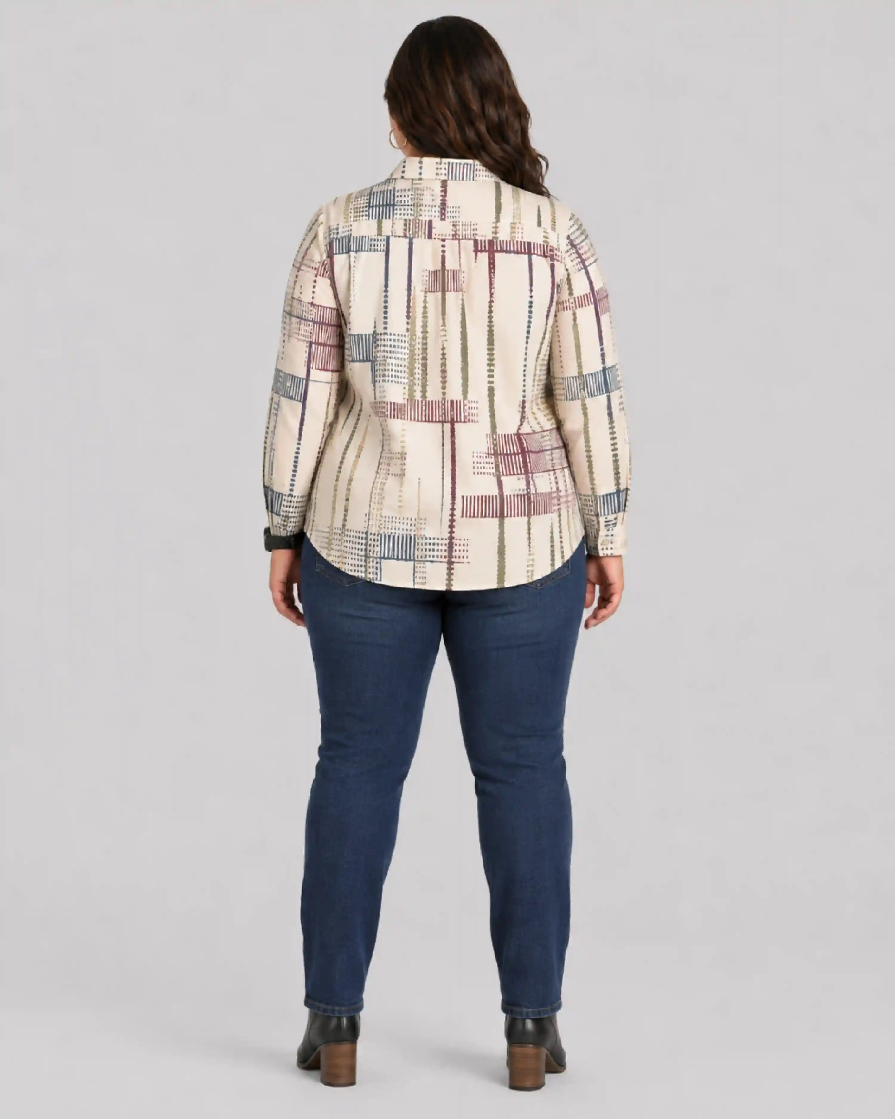 Abstract Linear Digital Print Women’s Plus Size Shirt