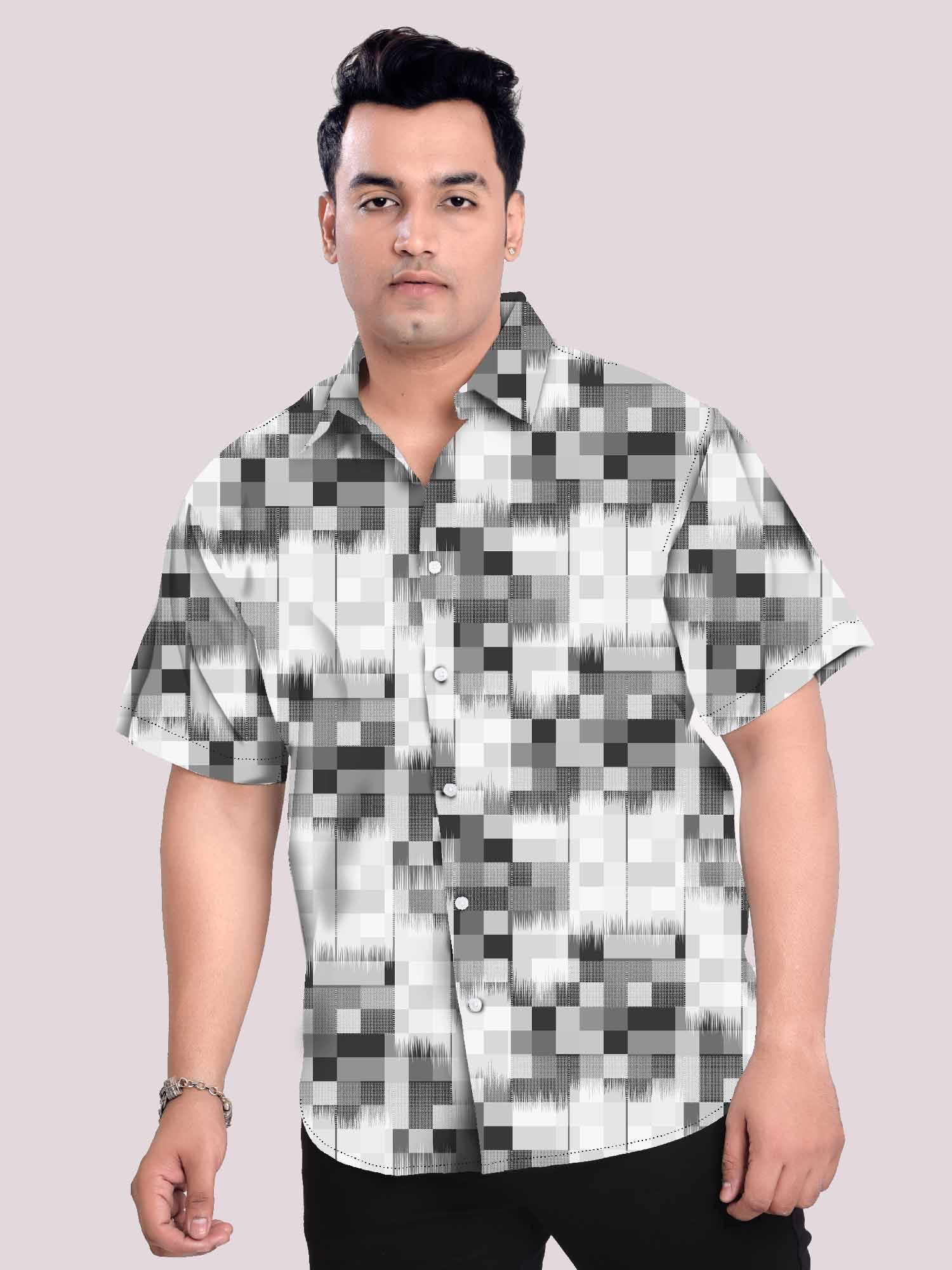 Black texture pattern Printed Plus Size Half Shirt