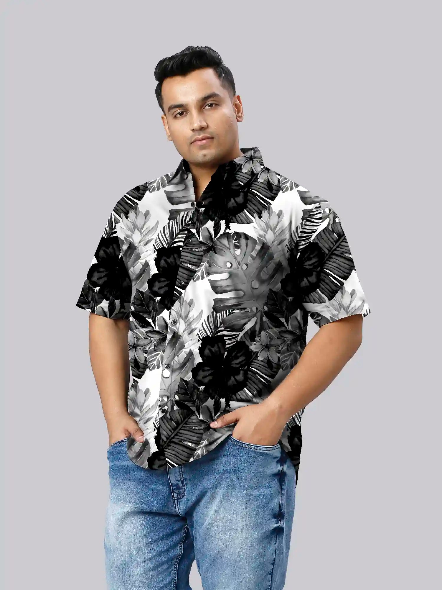 Banana Ginger Printed Men's Plus Size Half Sleeve Shirt