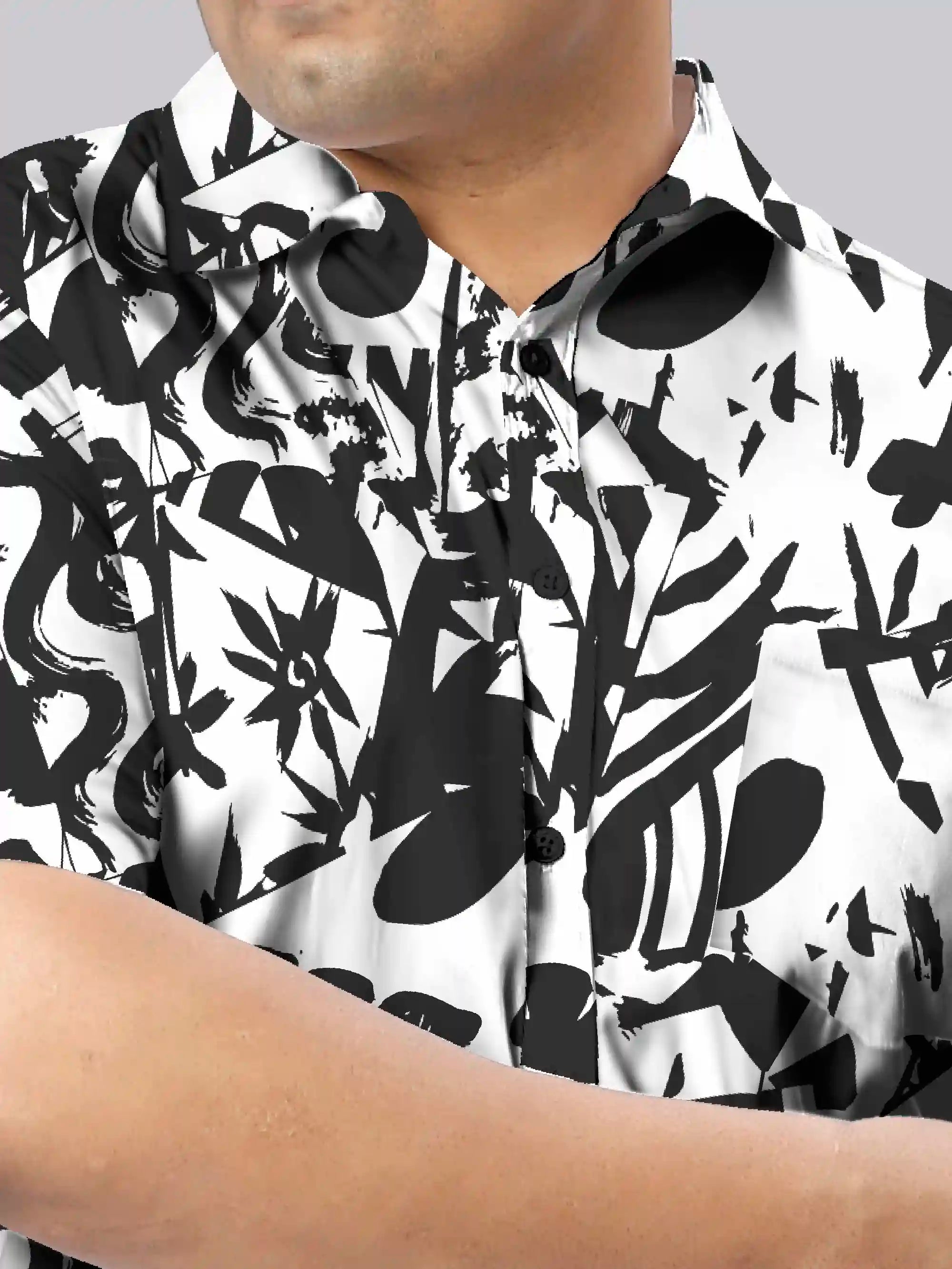 Abstract Arts Digital Printed  Men Plus Size Half Sleeve Shirt