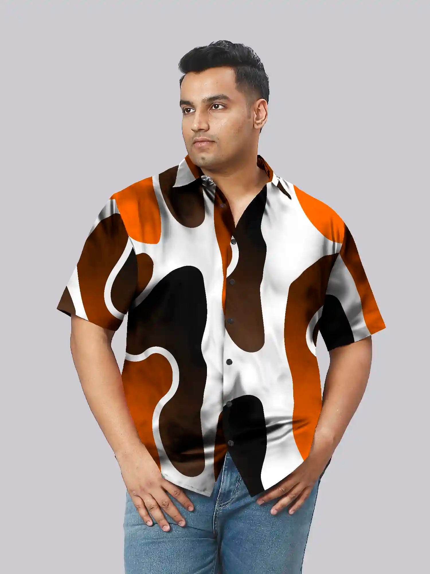 Harmony Design Printed Men's Plus Size Half Sleeve Shirt