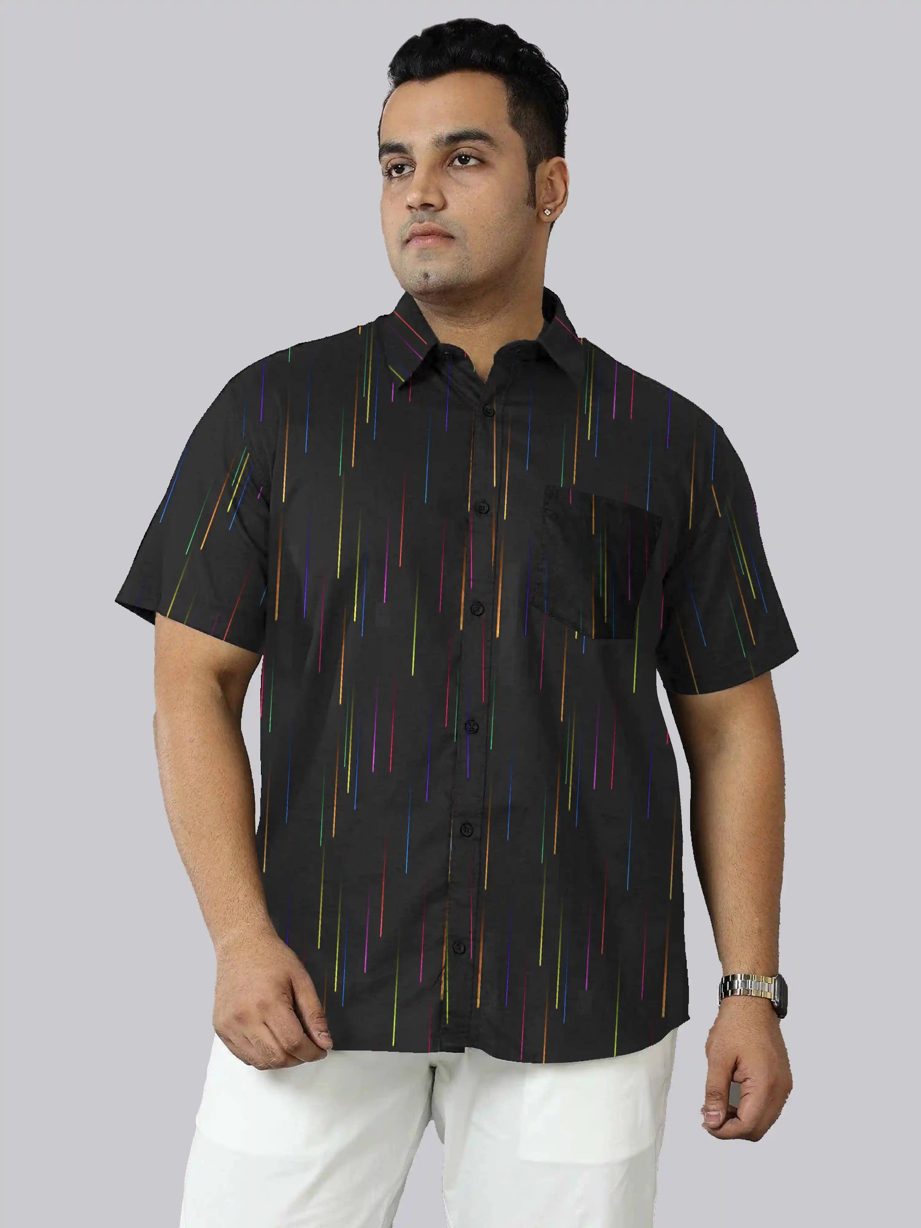 Coloured Rain Digital Printed Men's Plus Size Half Sleeve Shirt
