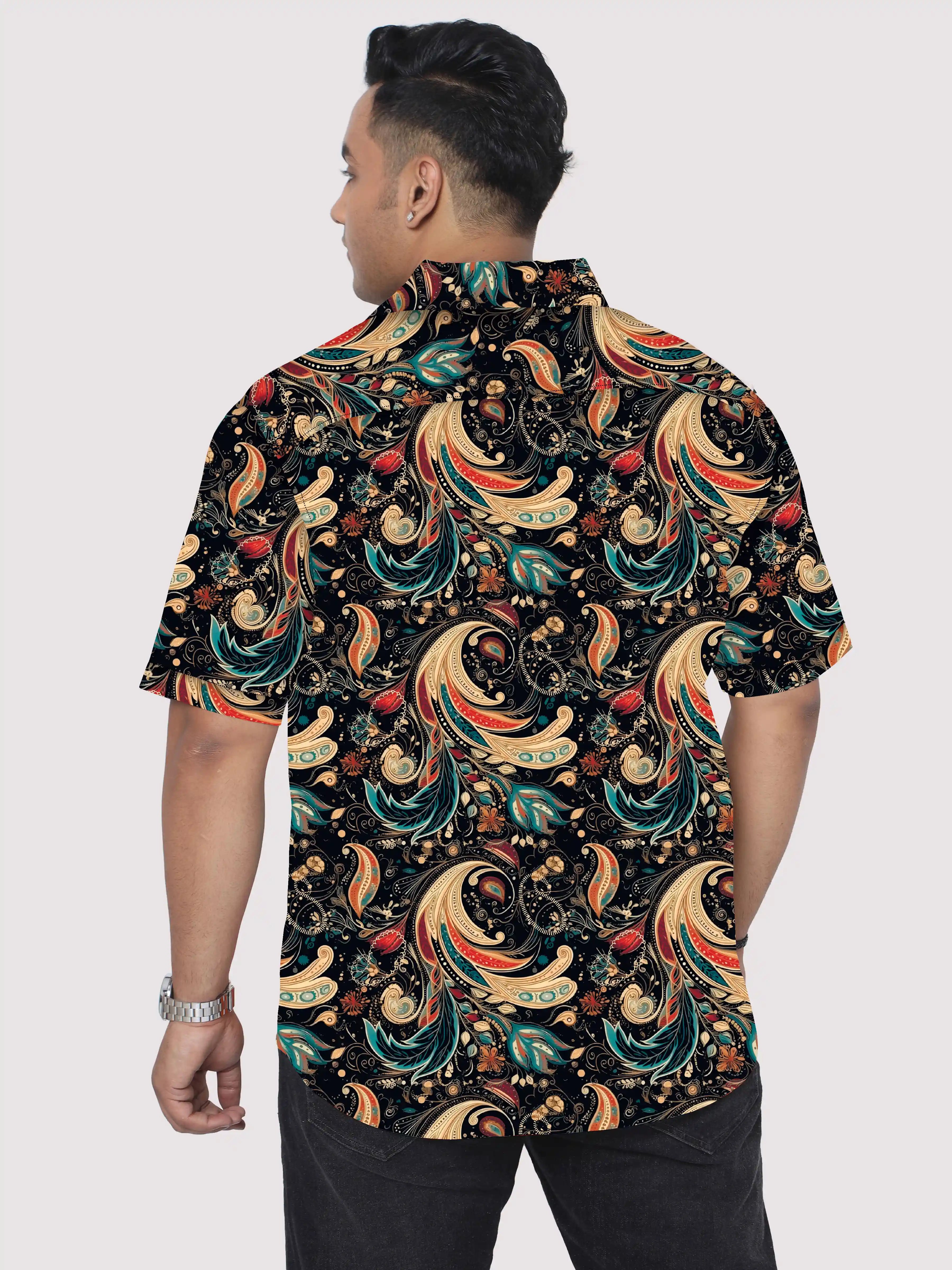 Paisley and Doodle Arts Digital Printed  Men Plus Size Half Sleeve Shirt