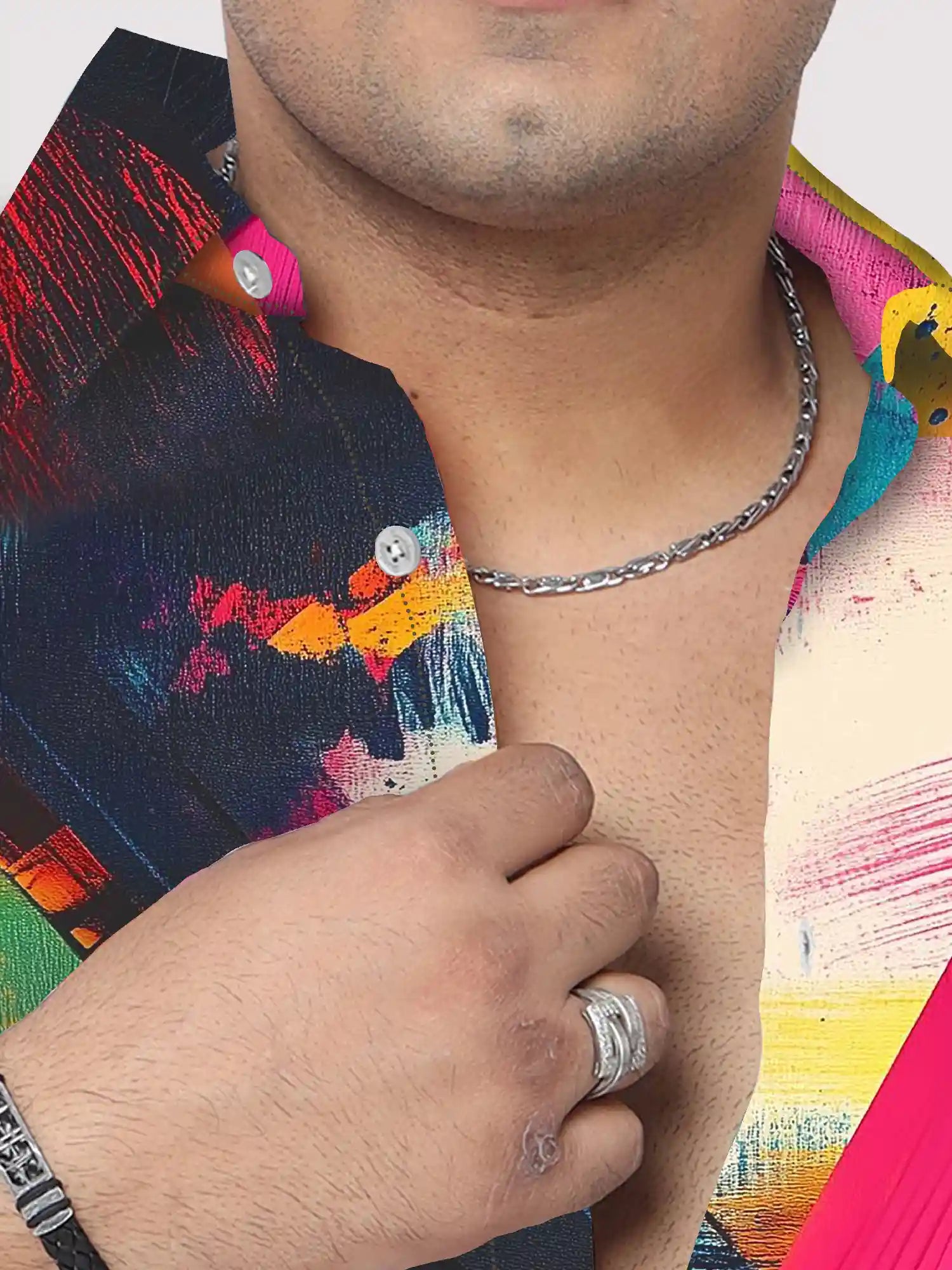 Modern Aesthetic Digital Printed  Men Plus Size Half Sleeve Shirt