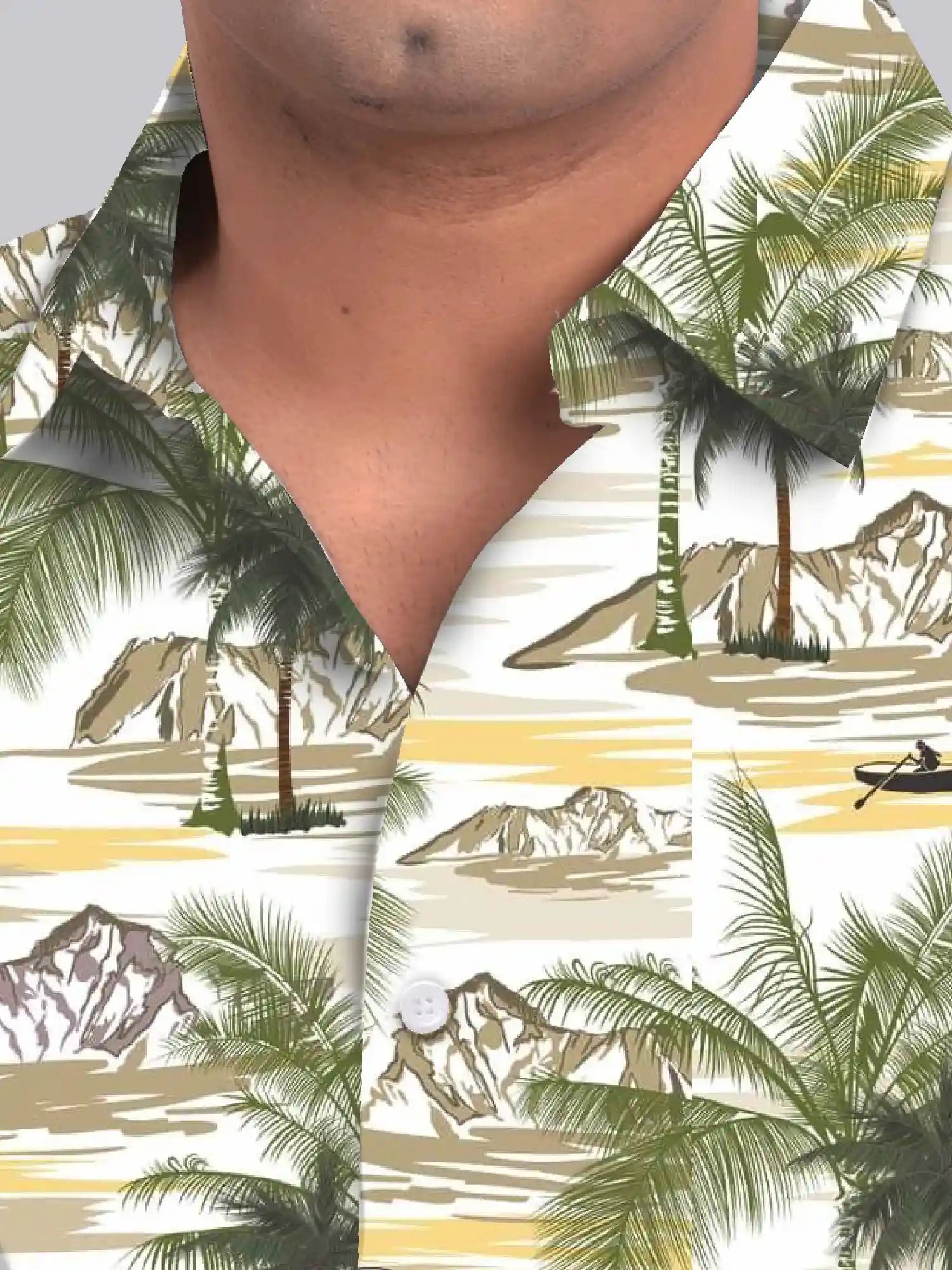Mountain Coconut Palm Digital Printed  Men Plus Size Half Sleeve Shirt
