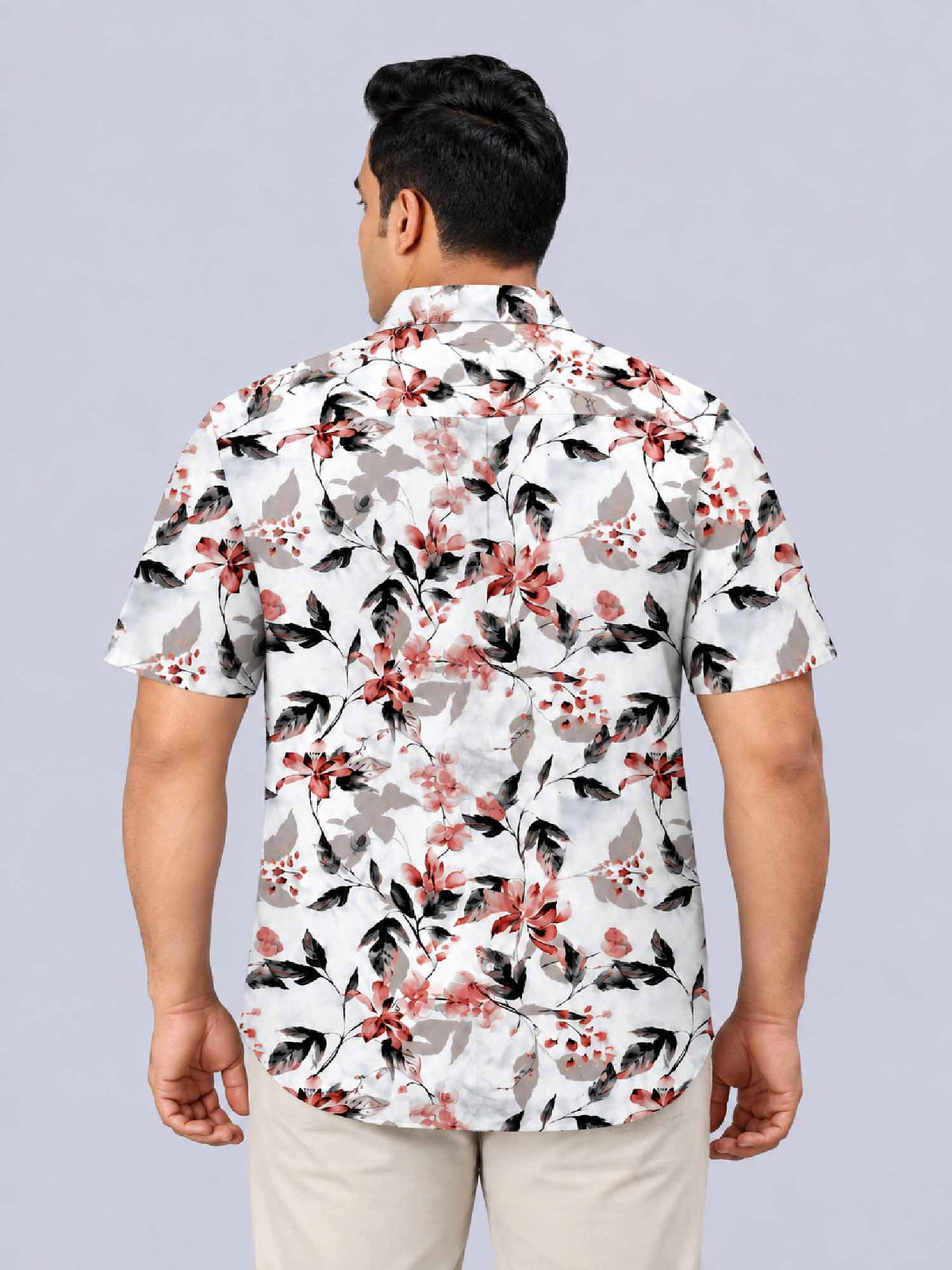 Flowing Style Digital Printed Men's Plus Size Half Sleeve Shirt