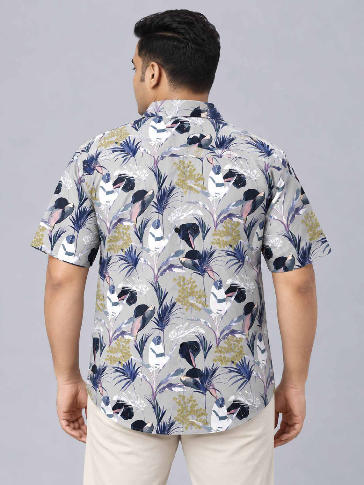 Exotic Leaves Digital Printed Men's Plus Size Half Sleeve Shirt