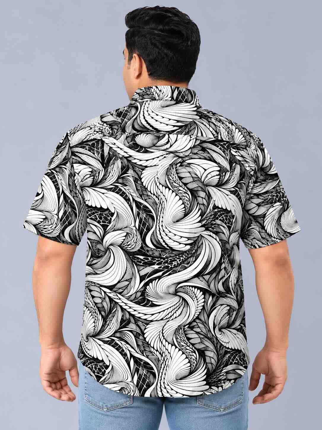 Abstract Spiral Men's Plus Size Half Sleeve Shirt