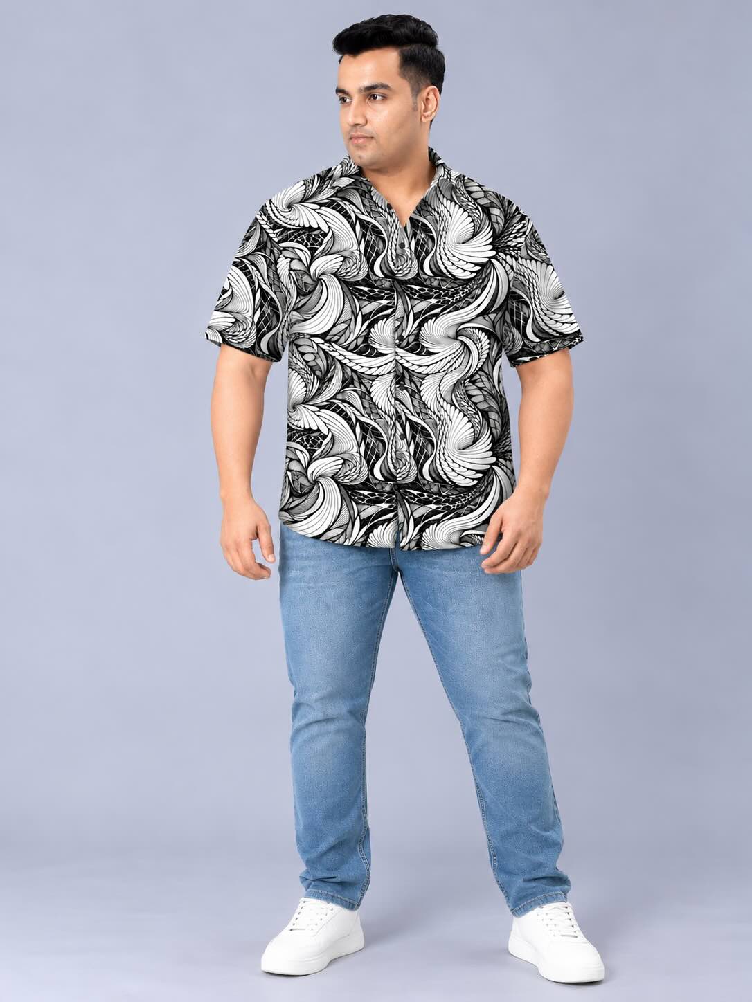 Abstract Spiral Men's Plus Size Half Sleeve Shirt