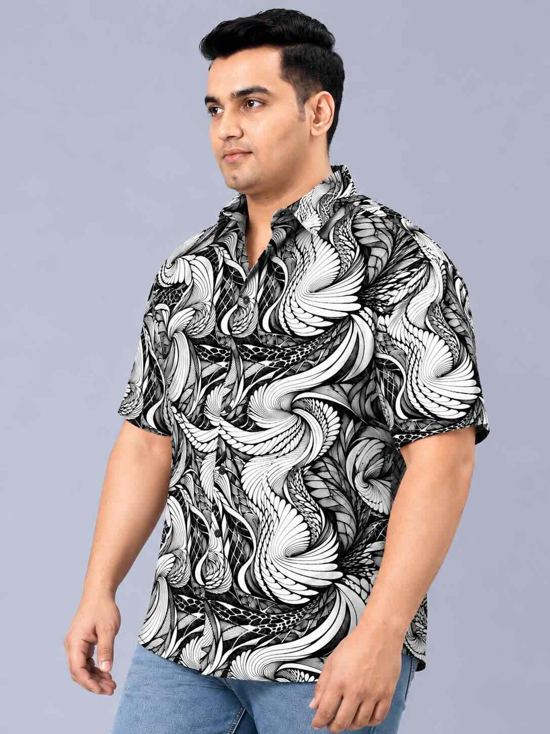 Abstract Spiral Men's Plus Size Half Sleeve Shirt