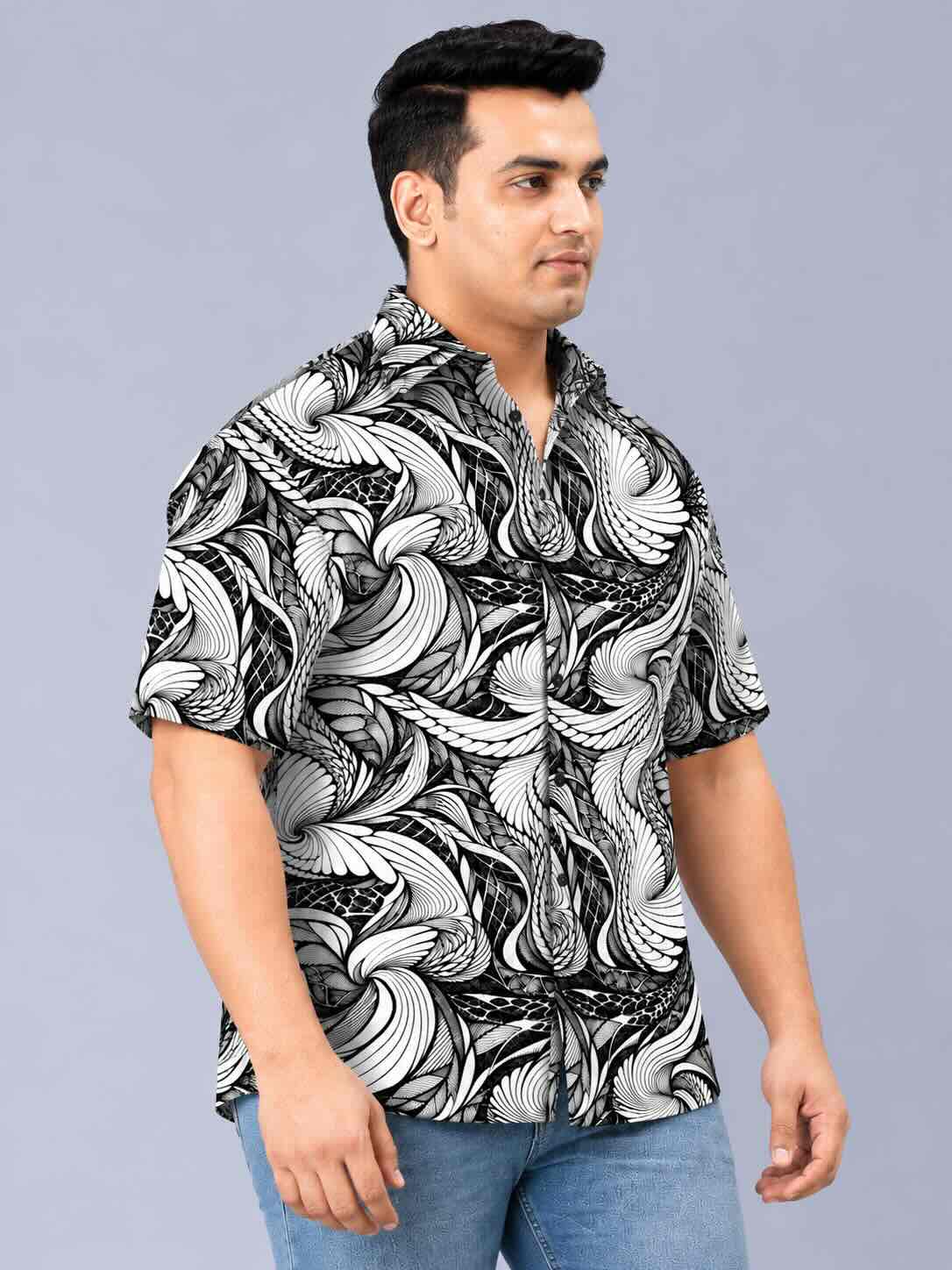 Abstract Spiral Men's Plus Size Half Sleeve Shirt