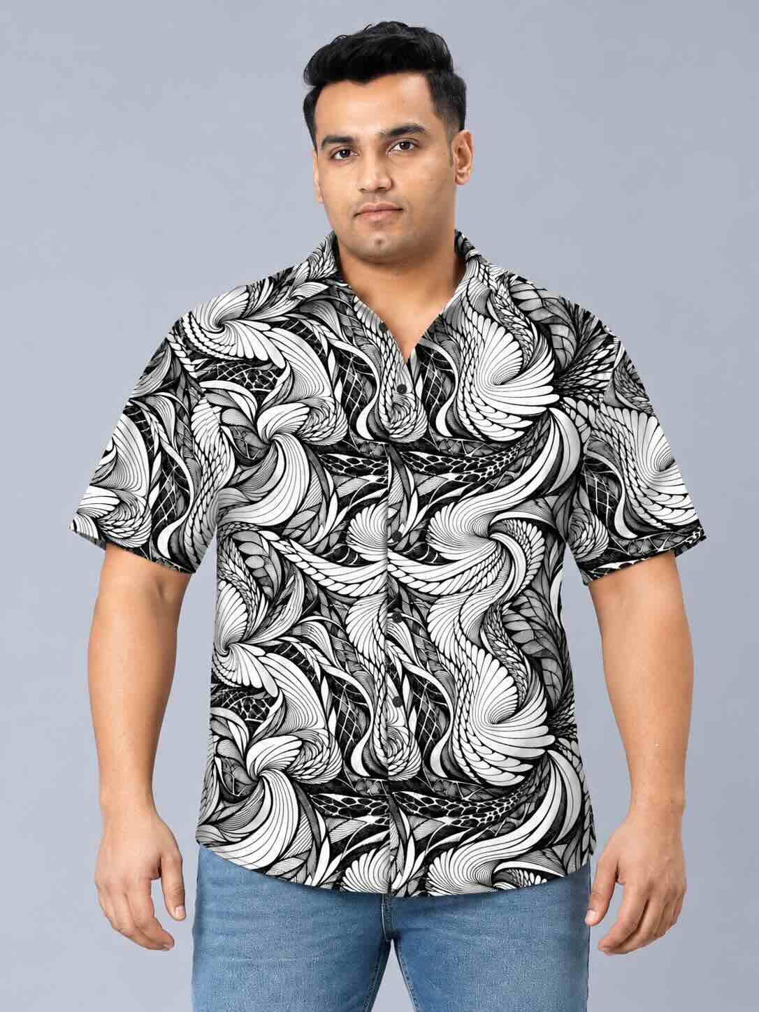 Abstract Spiral Men's Plus Size Half Sleeve Shirt