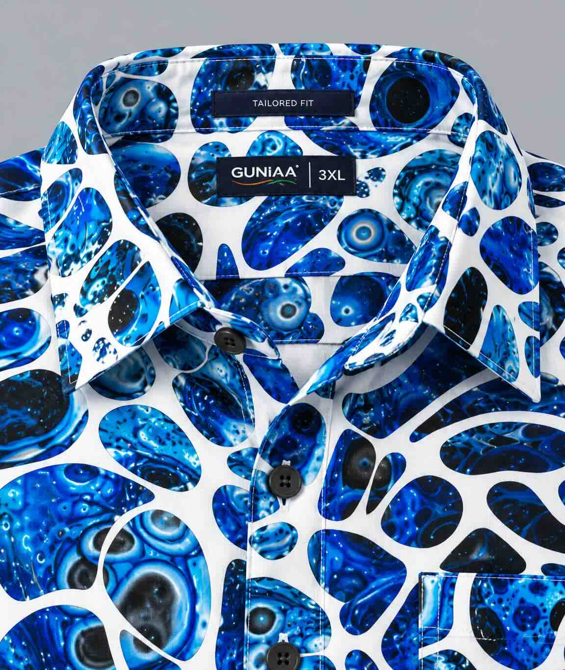 Blue Abstract Bubble Men's Plus Size Half Sleeve Shirt