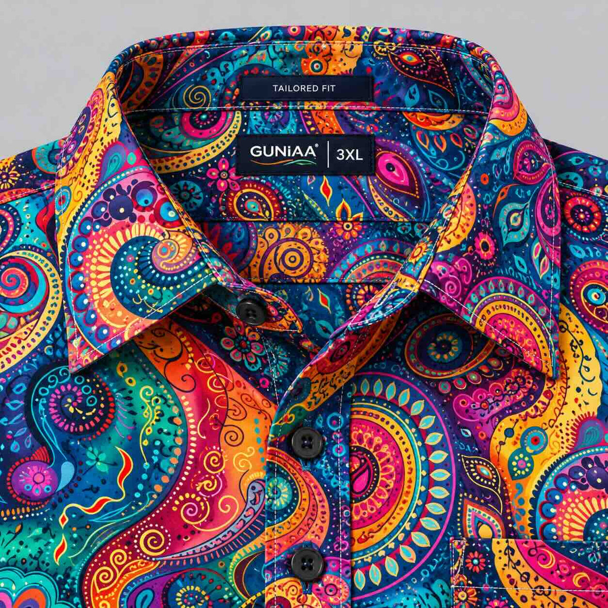 Rainbow Paisley Digital Printed Men's Plus Size Half Sleeve Shirt