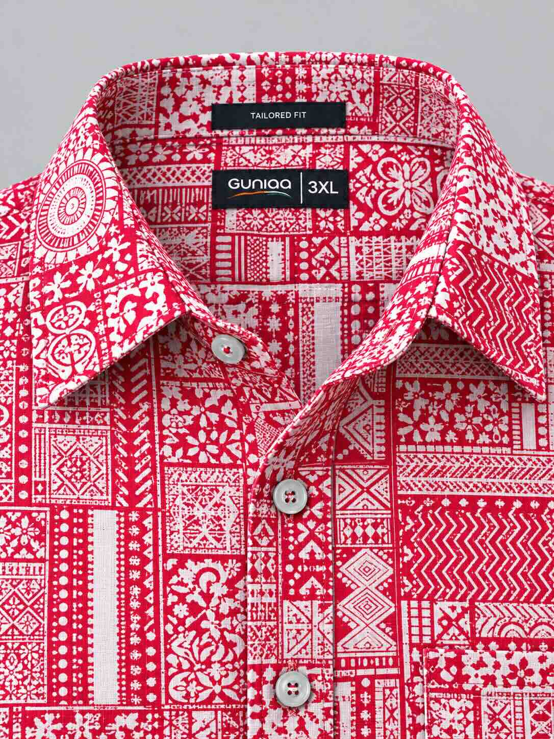 Geometric Block Printed Men's Plus Size Half Sleeve Shirt
