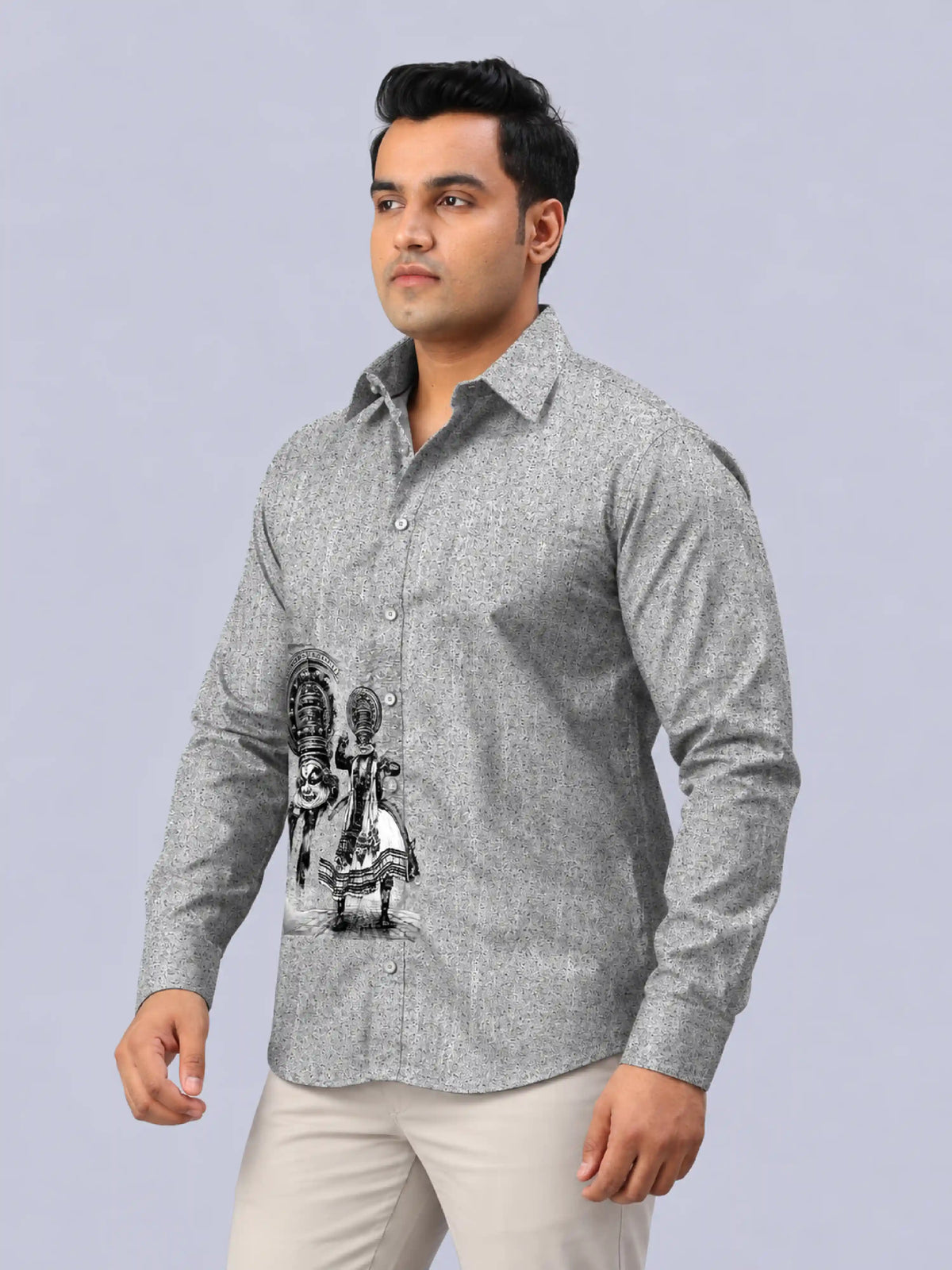 Kathakali Digital Printed Men's Plus Size Party Wear Full Shirt