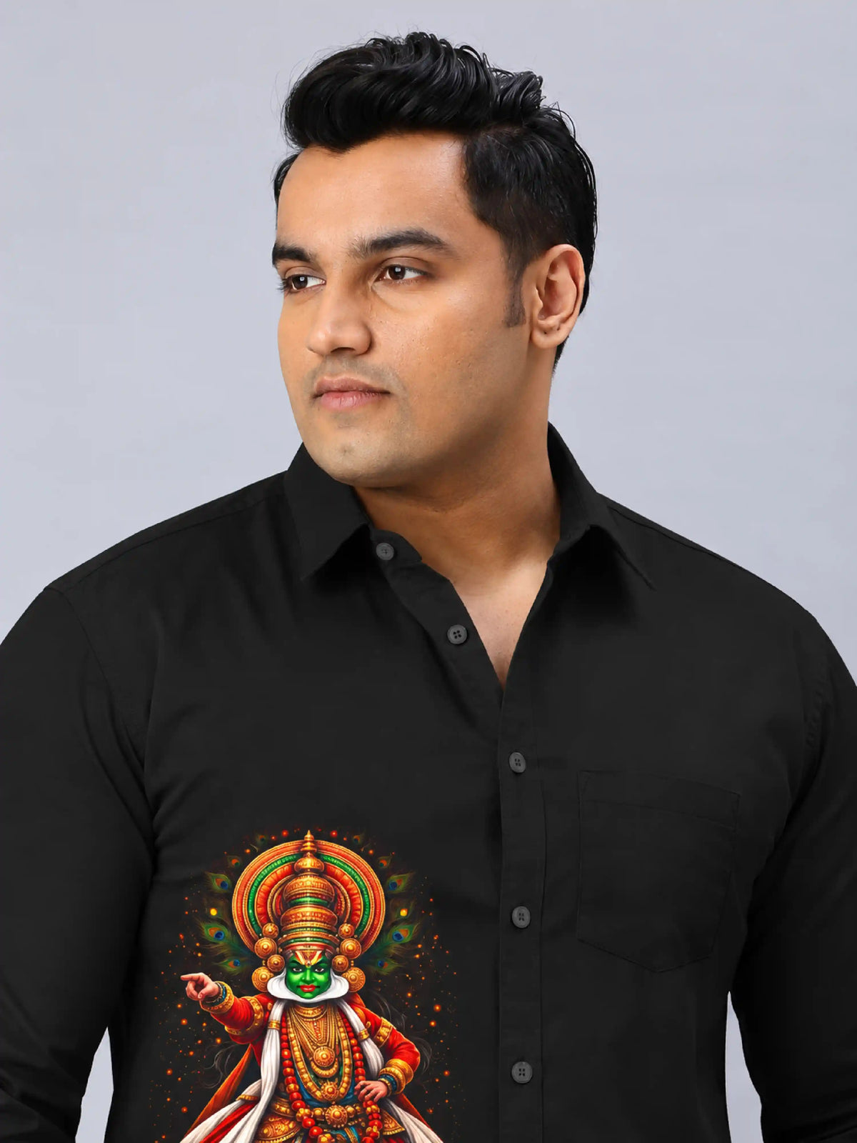 Kerala Kathakali Digital Printed Men's Plus Size Party Wear Full Shirt