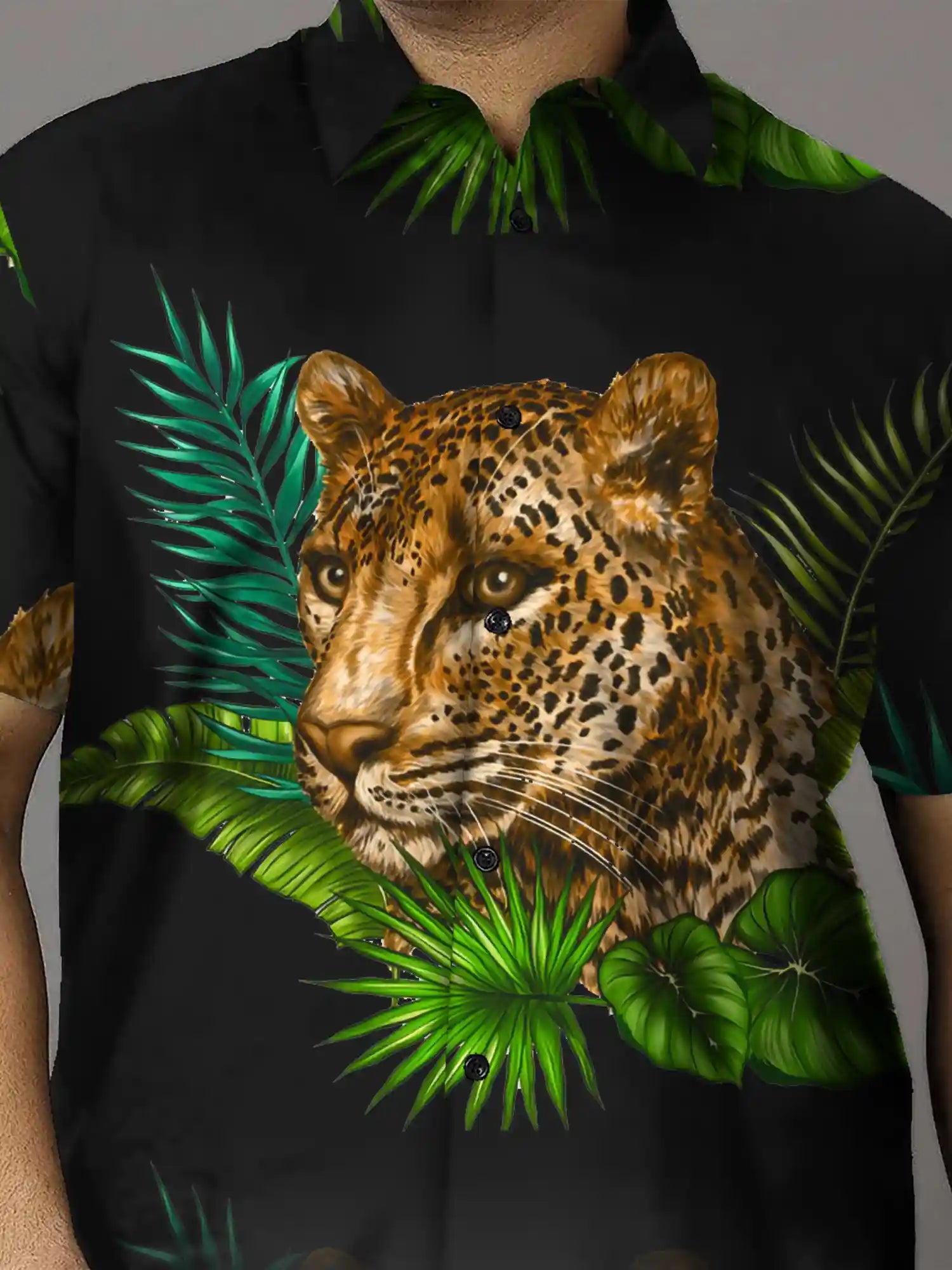 Leopard Print Party Wear Plus Size Half Shirt