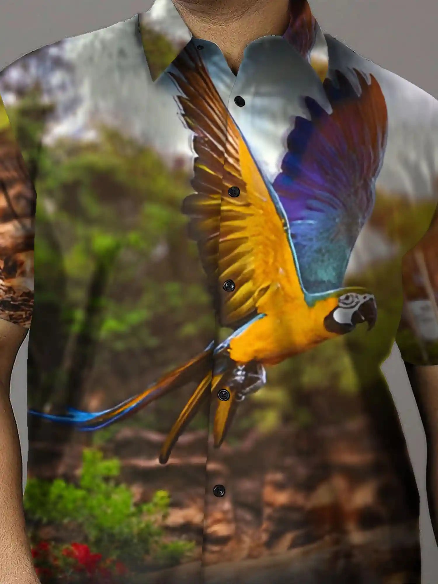 Parrots Print Party Wear Plus Size Half Shirt