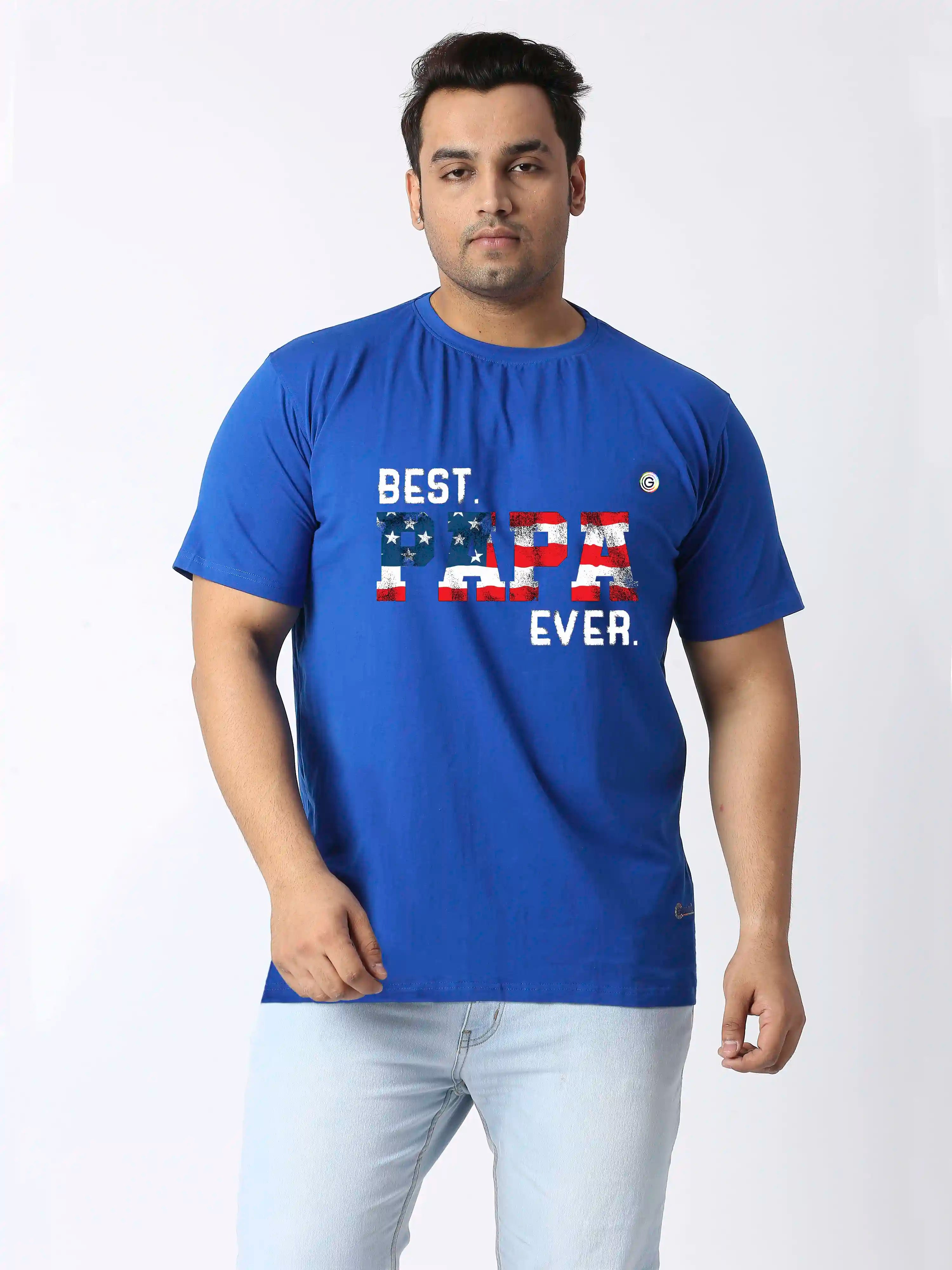 Best Papa Ever Printed Plus Size Round Neck T-Shirt