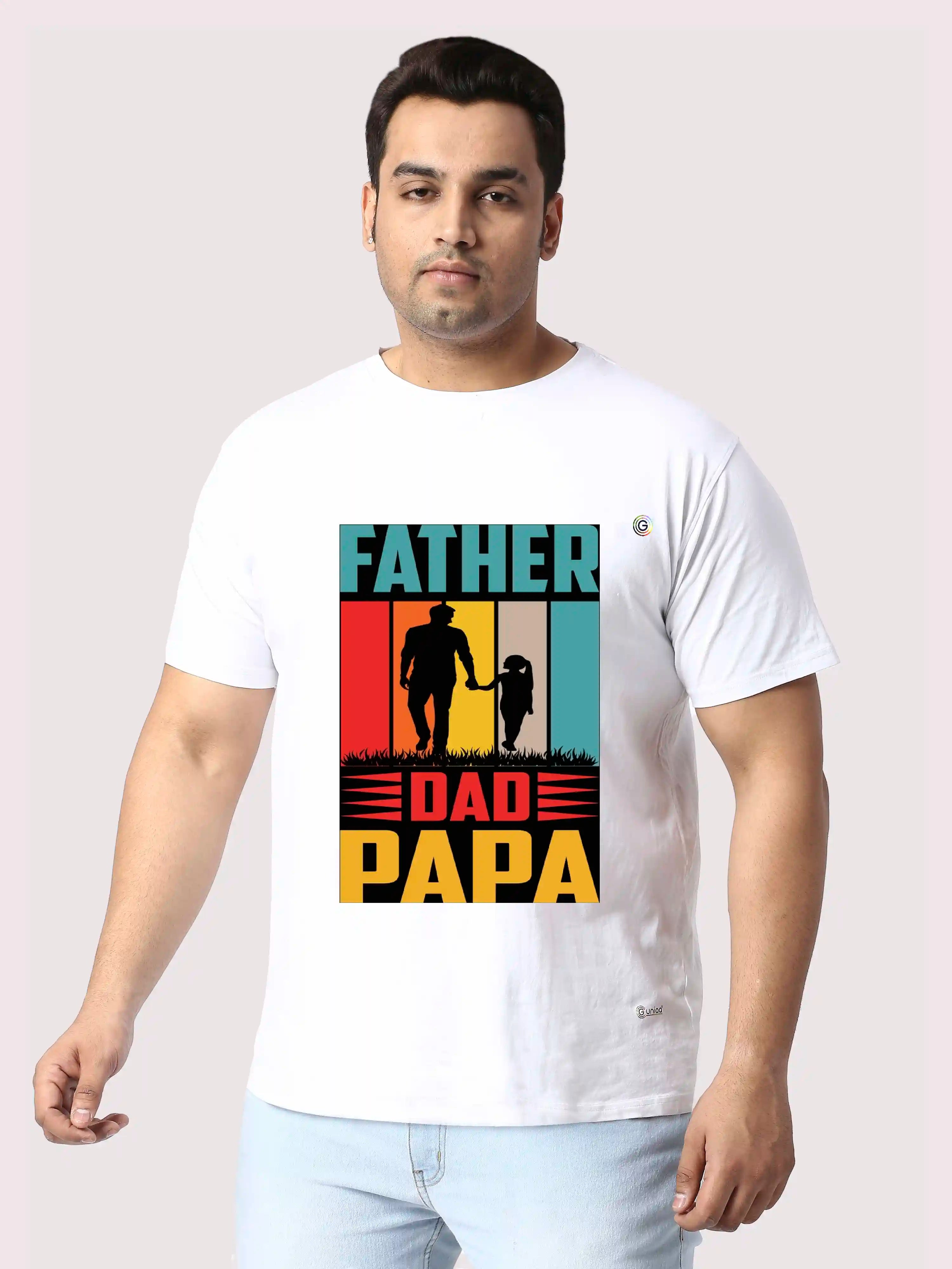 Father Printed Plus Size Round Neck T-Shirt