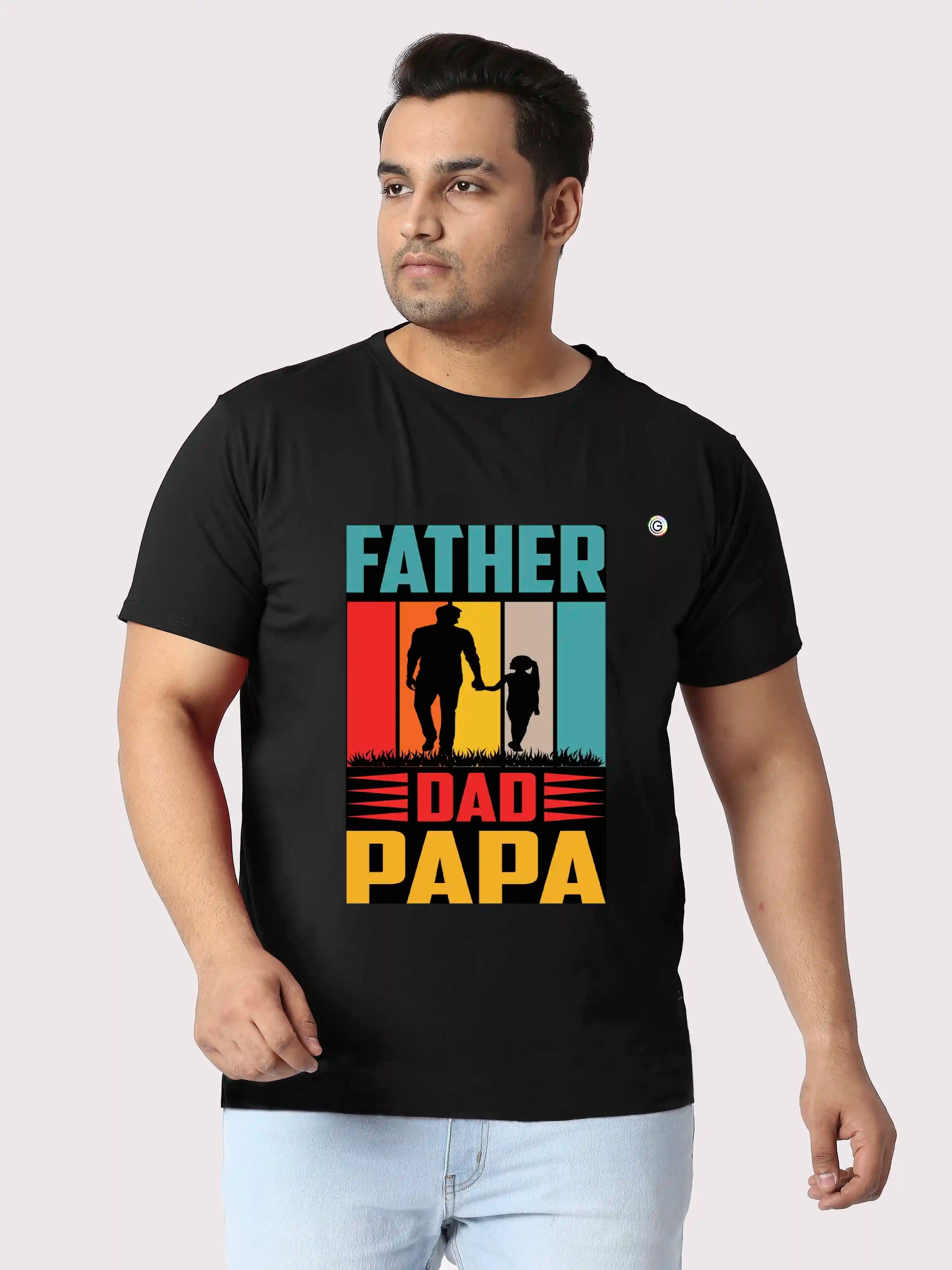 Father Printed Plus Size Round Neck T-Shirt