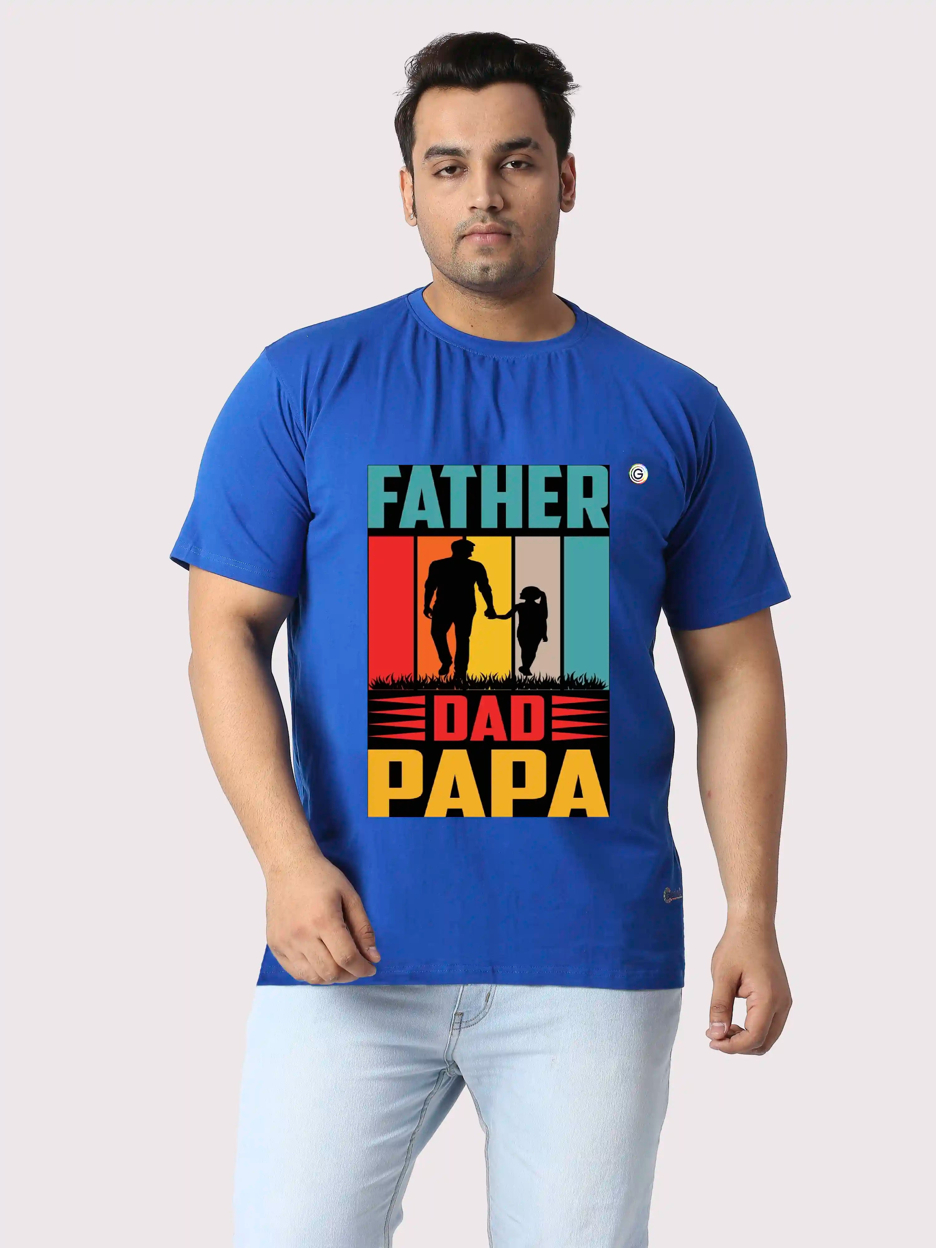 Father Printed Plus Size Round Neck T-Shirt