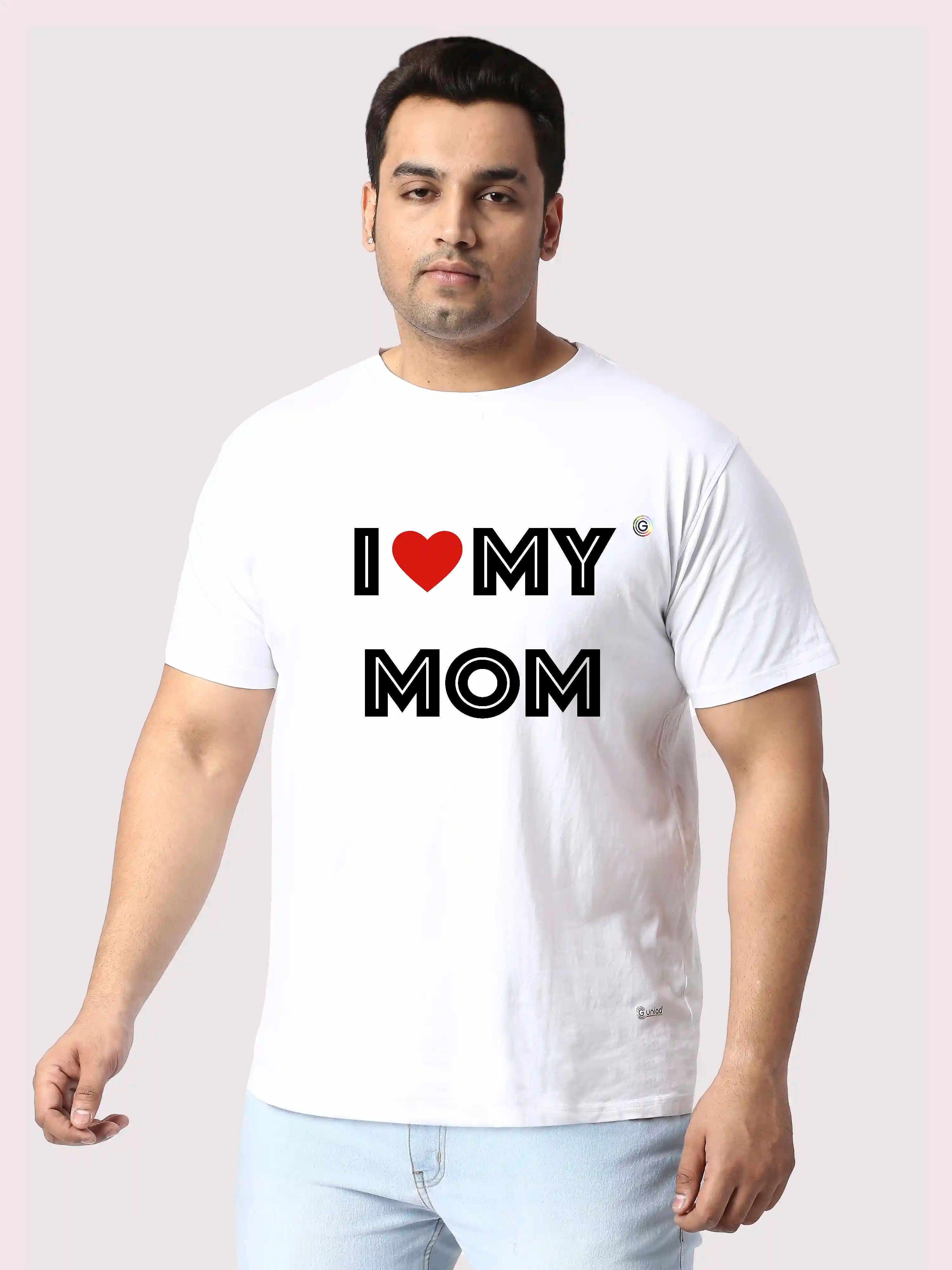 I Love My Mom Printed Plus Size Round Neck T-Shirt