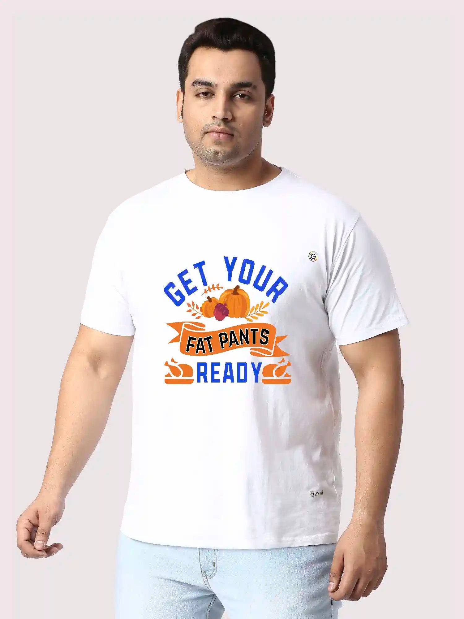Get Your Fat Pants Ready Printed Plus Size Round Neck T-Shirt
