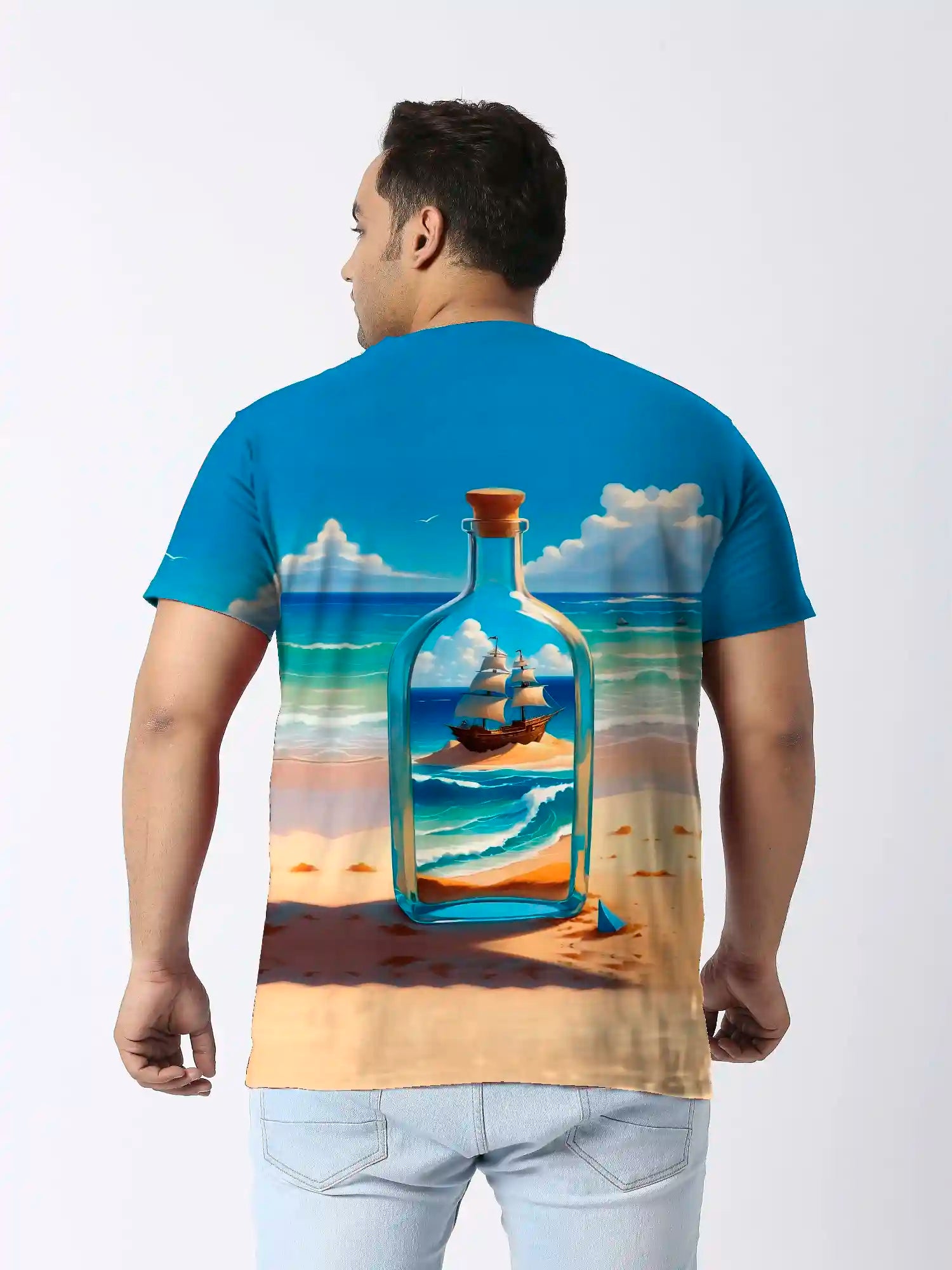 Bottle Digital Printed Plus Size T-shirt