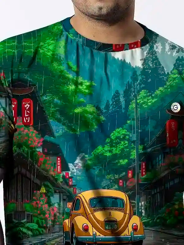 Car Digital Printed Plus Size T-shirt